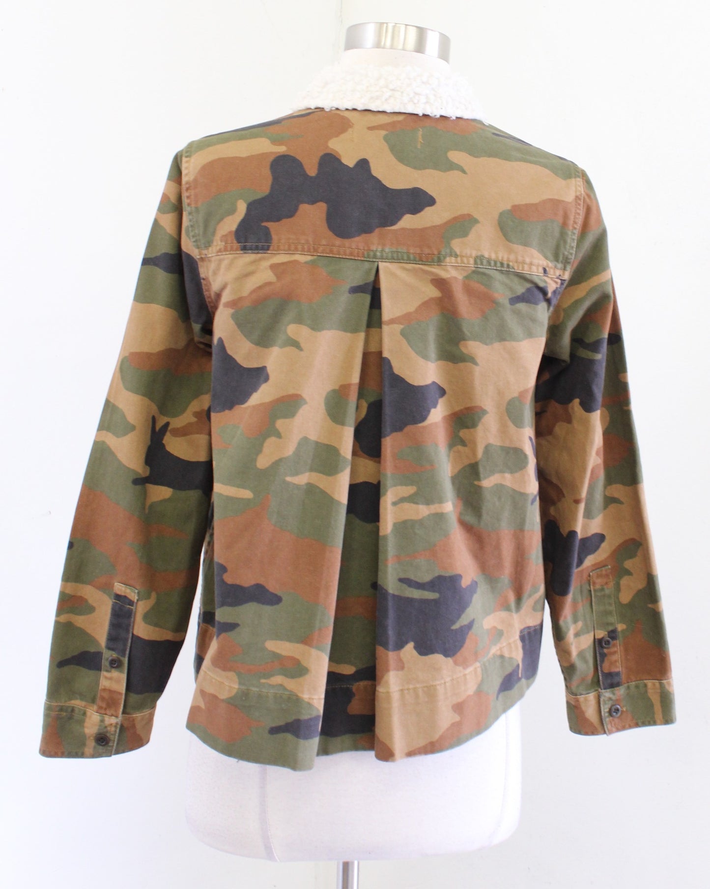Madewell Northward Crop Army Jacket in Cottontail Camo Camoflage Size XS Sherpa
