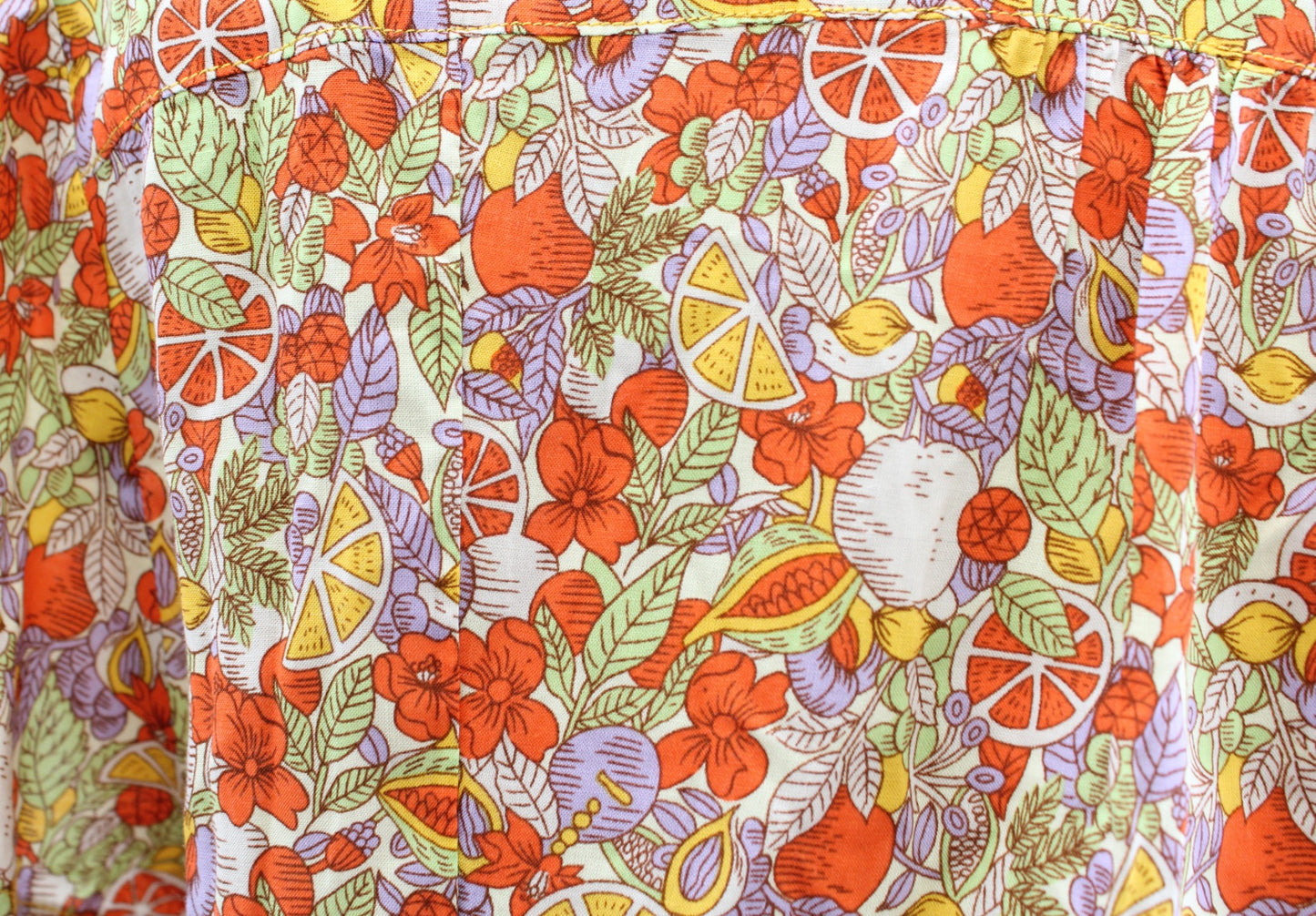 Maeve Anthropologie Citrus Fruit Print Button Down Tie Front Shirt Blouse Size 8 Short Sleeve