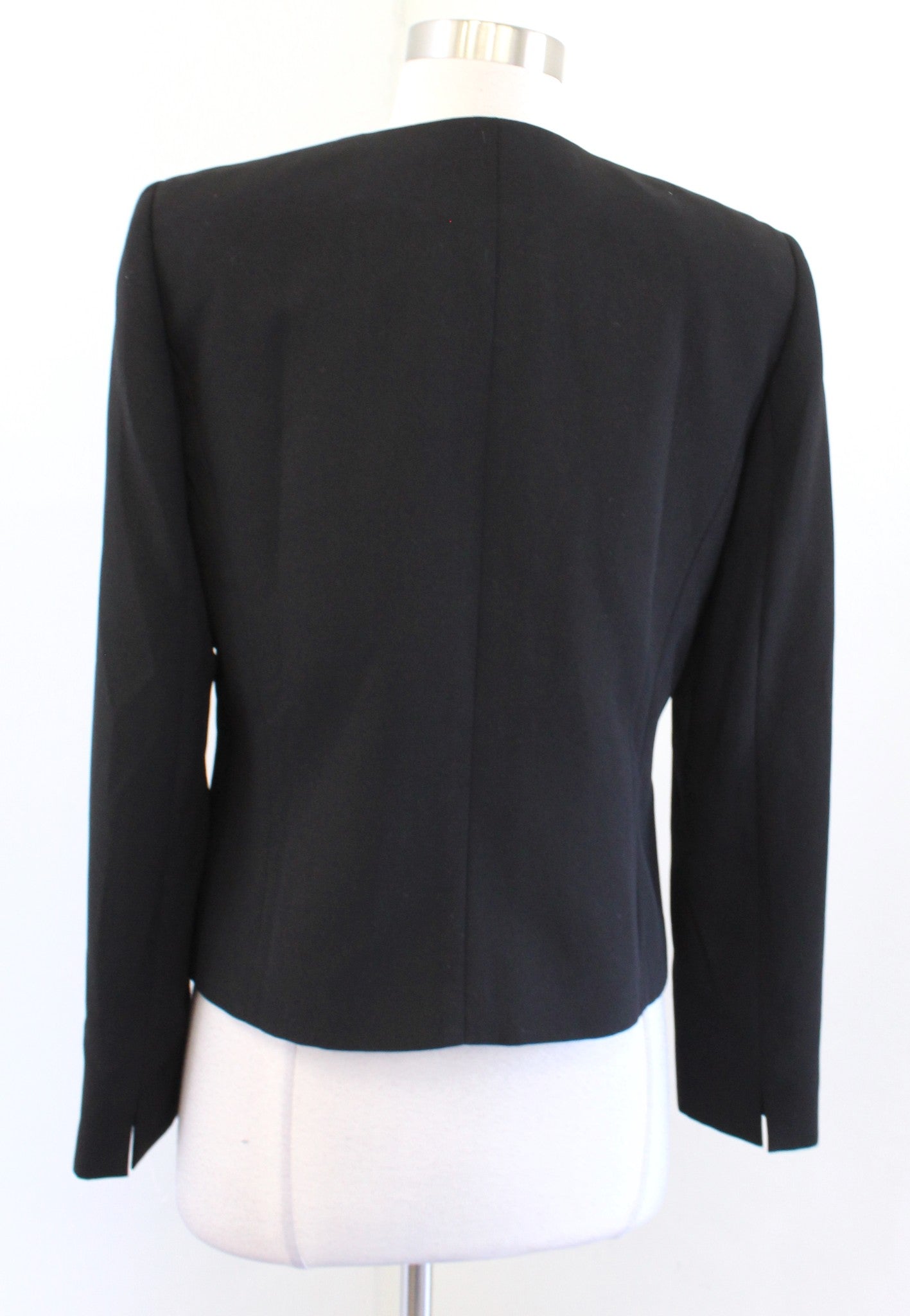 Tahari ASL Levine Black Jewel Beaded Embellished Blazer Jacket Collarless Size 4