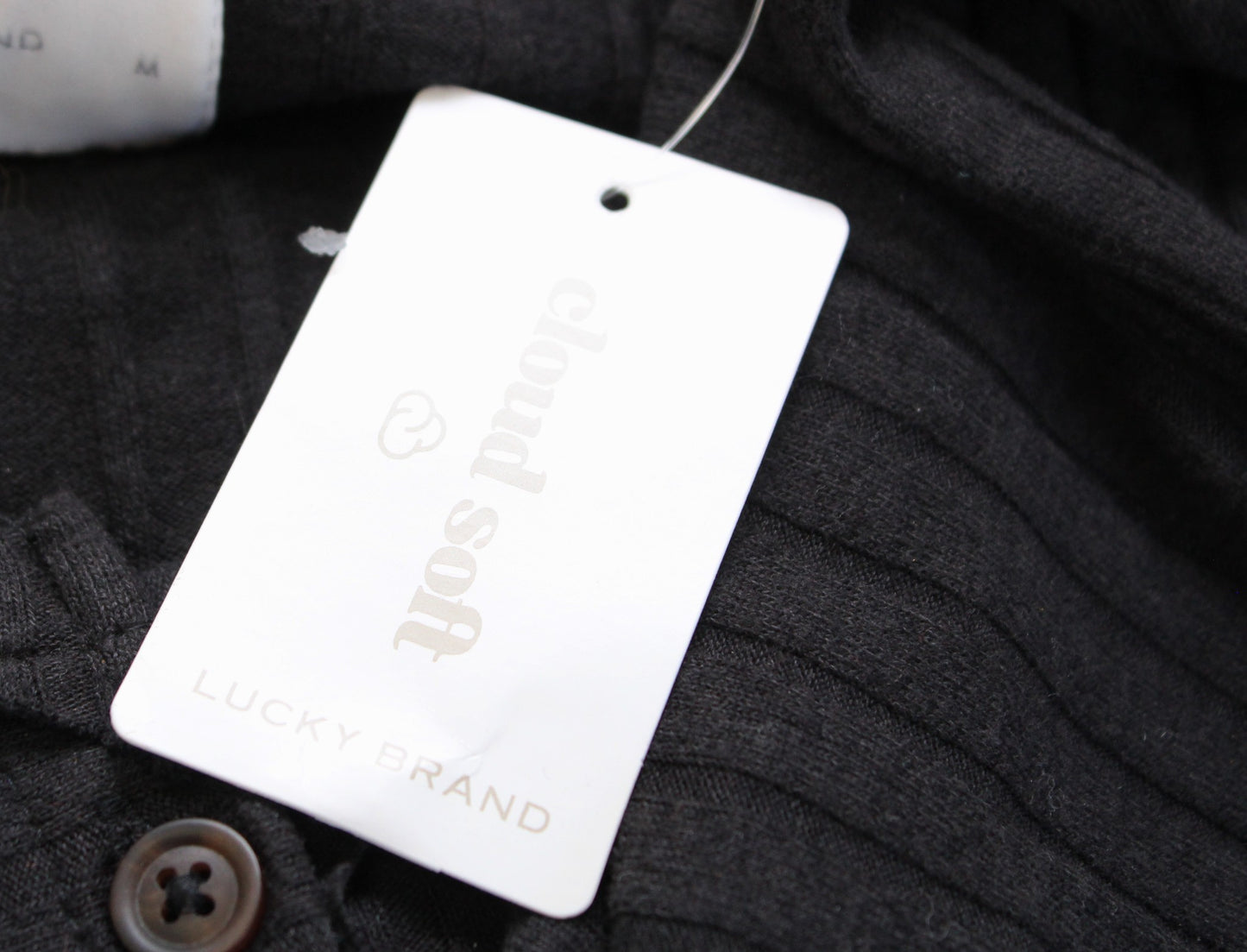 NWT Lucky Brand Dark Gray / Black Cloud Soft Ribbed Henley Shift Dress Size M