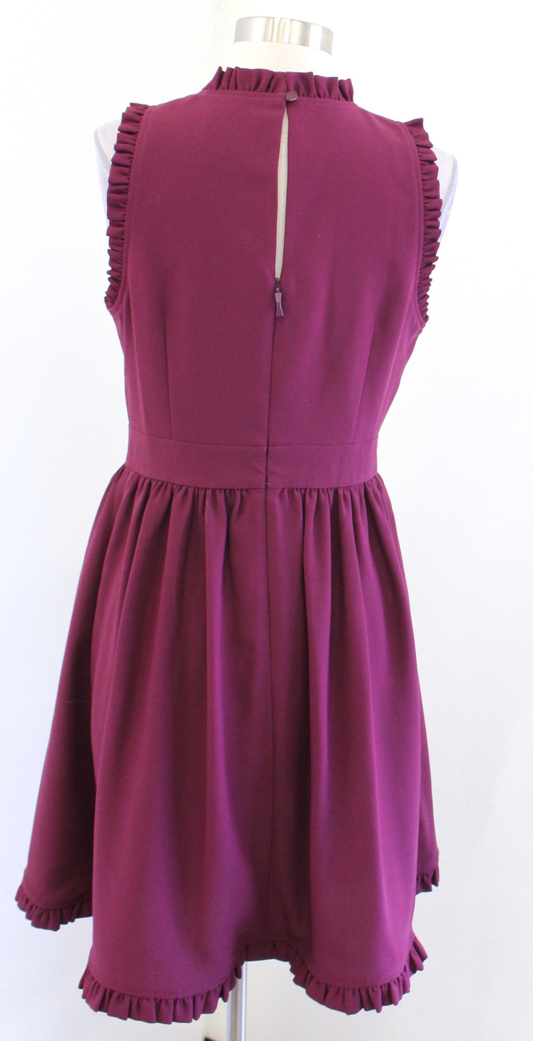 Kate Spade Deep Cherry Burgundy Ruffle Fit and Flare Dress Size 6 Cocktail
