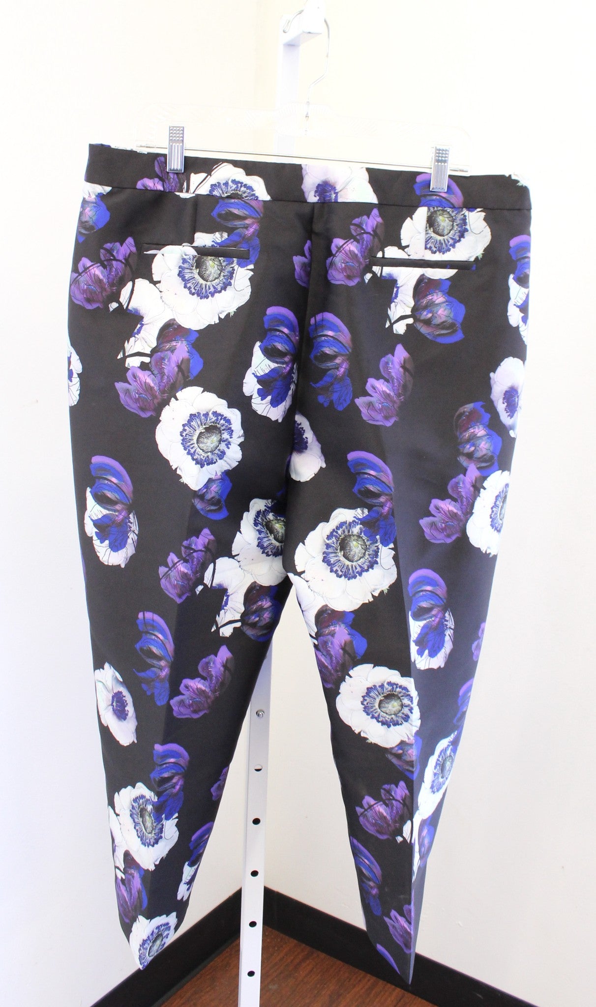 J Crew Womens Patio Pant in Violet Poppy Floral Size 16 Cropped Black Purple