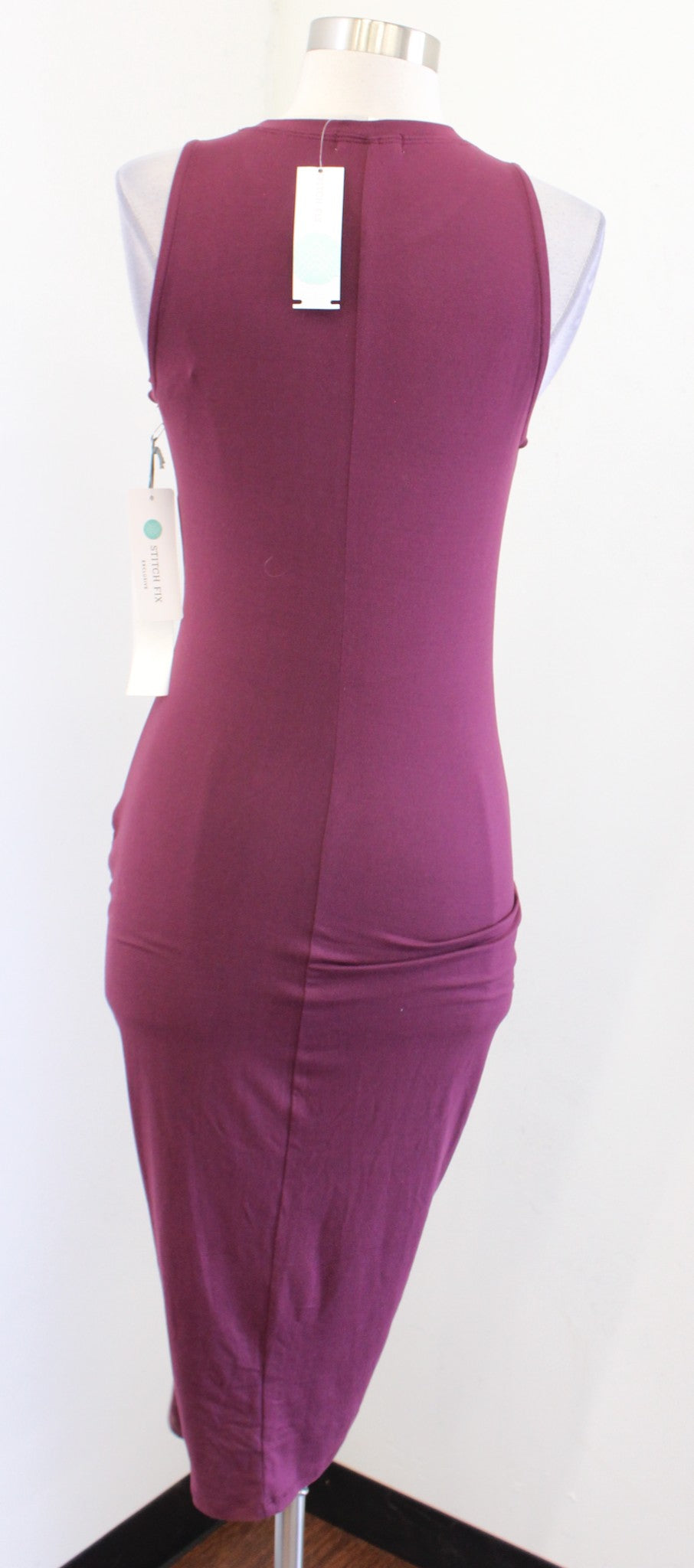 NWT Nine Britton Stitch Fix Burgundy Twist Ruched Midi Dress Knit Size S
