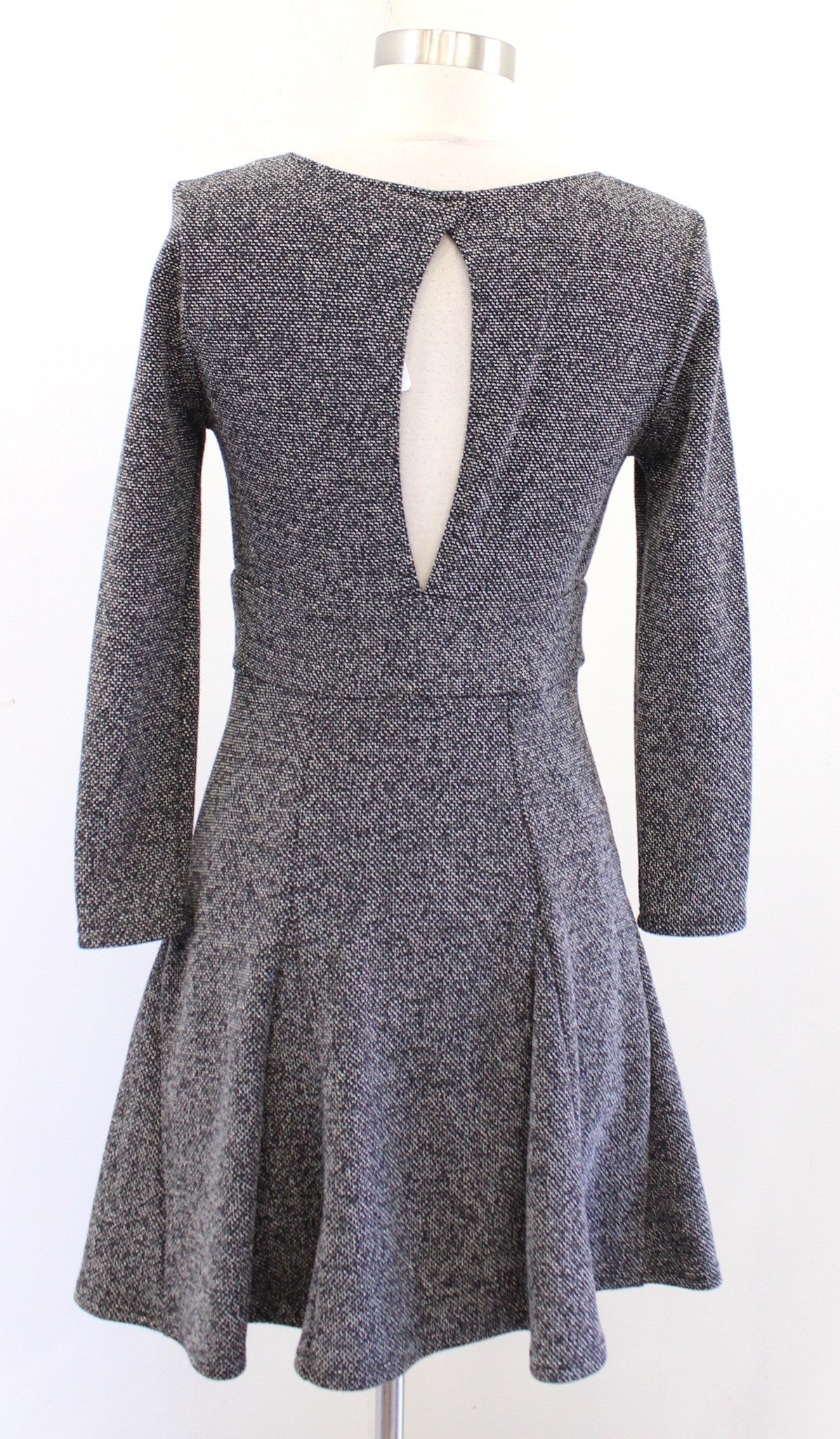 NWT Free People Heartstopper Black White Tweed A Line Flared Mini Dress Size S
