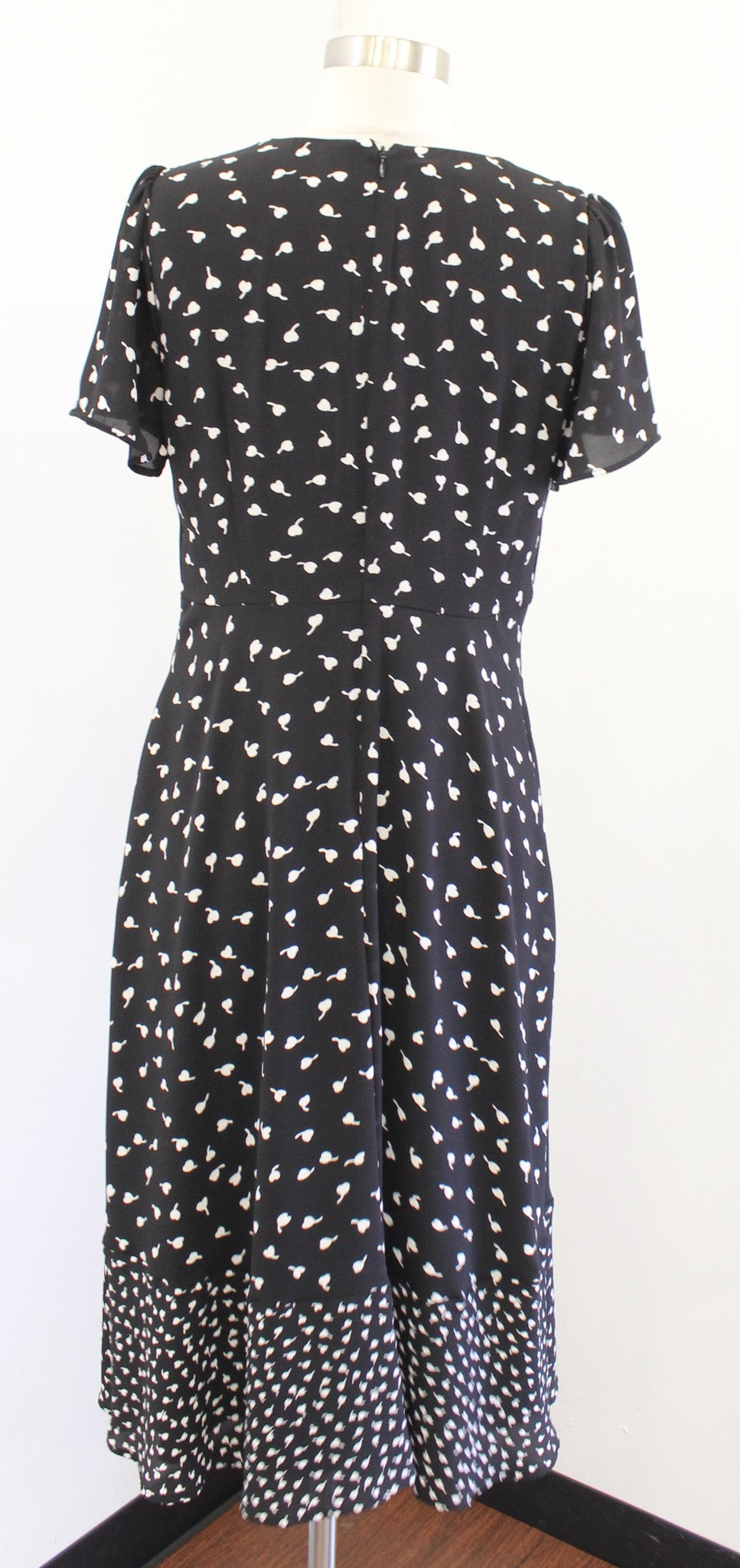 NWT Talbots Womens Black White Floral Flutter Sleeve Midi Dress Size 6P