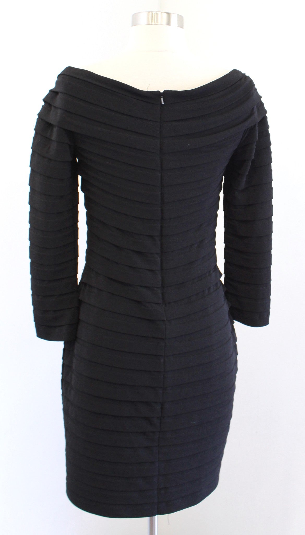 Tadashi Collection Black Lace Sequin Bust Tiered Sheath Dress Size XS Evening