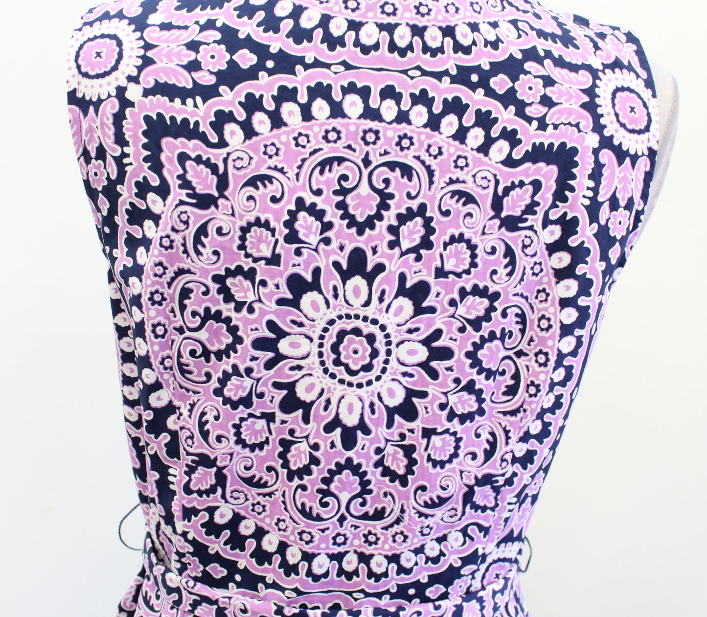 NWT Talbots Poplin Fit and Flare Medallion Print Dress Size 4P Belted Lilac Navy