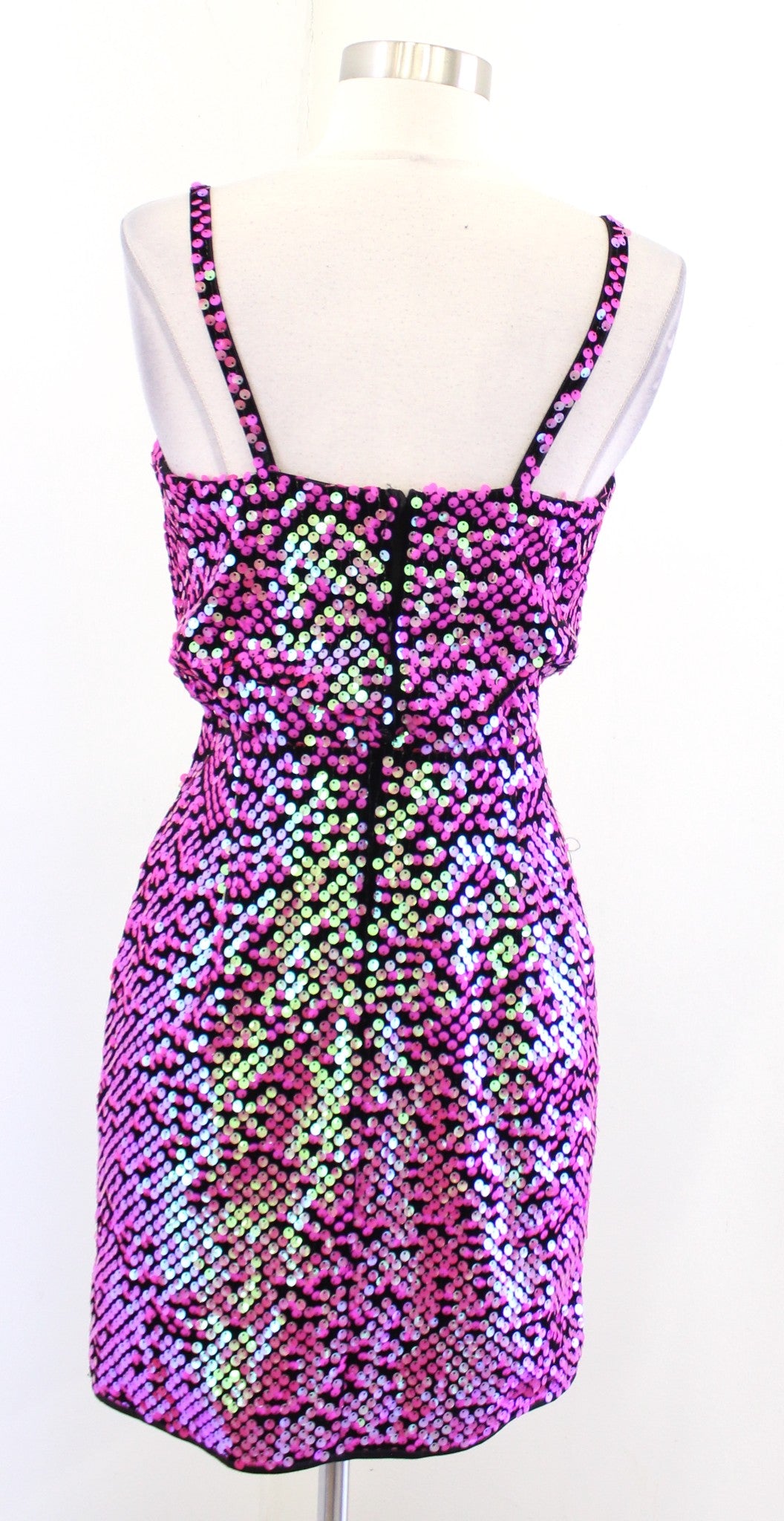 NWT Sho Tadashi Shoji Pink Iridescent Sequin Velvet Cocktail Party Dress Size XS