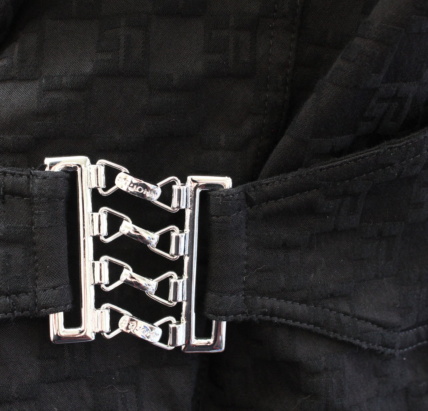 St John Sport Marie Gray Black Geometric Logo Embossed Blazer Jacket Size M