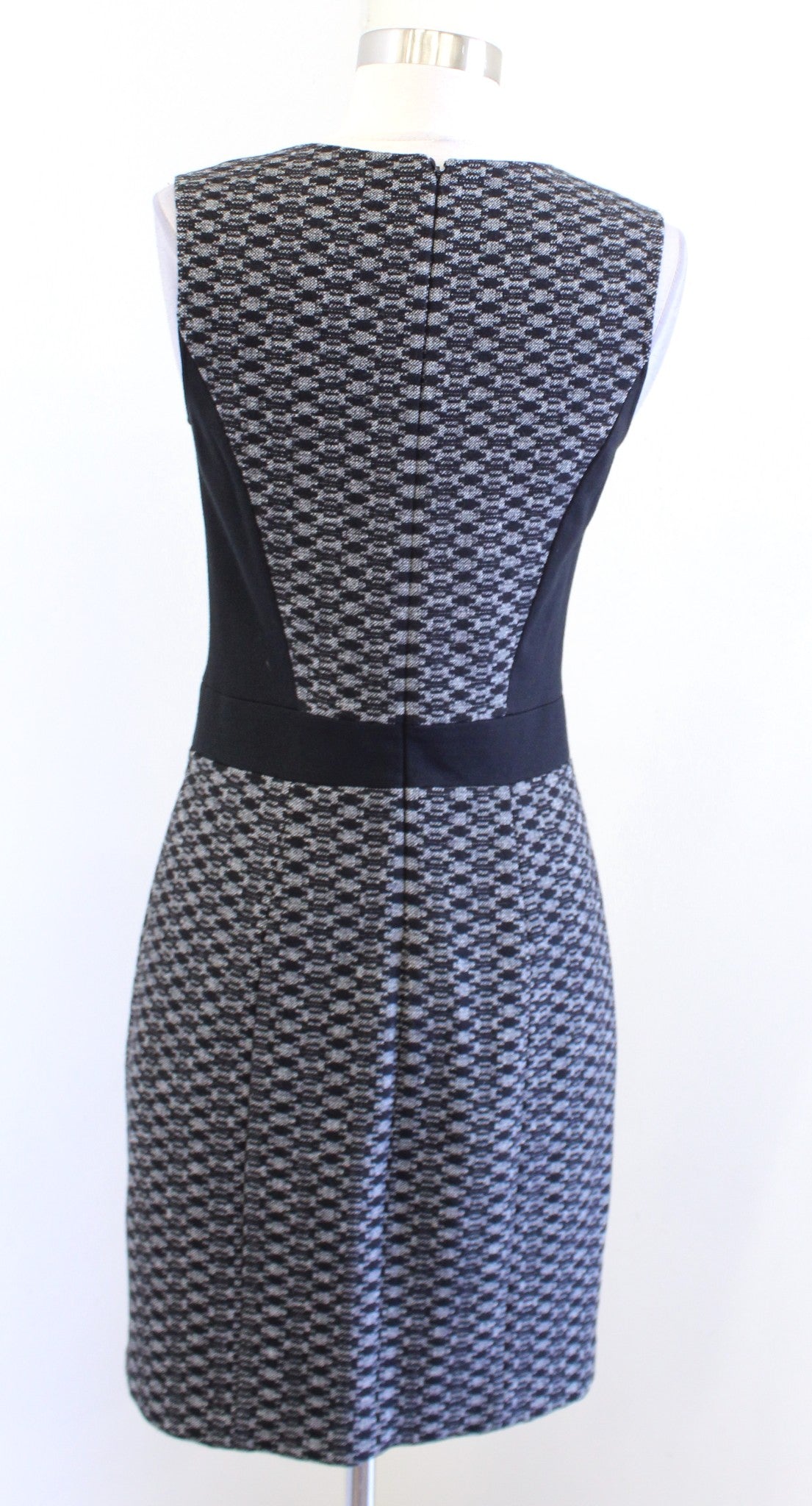 Theory Toli Black White Chevron Knit Wool Blend Sheath Dress Size 4 Sleeveless