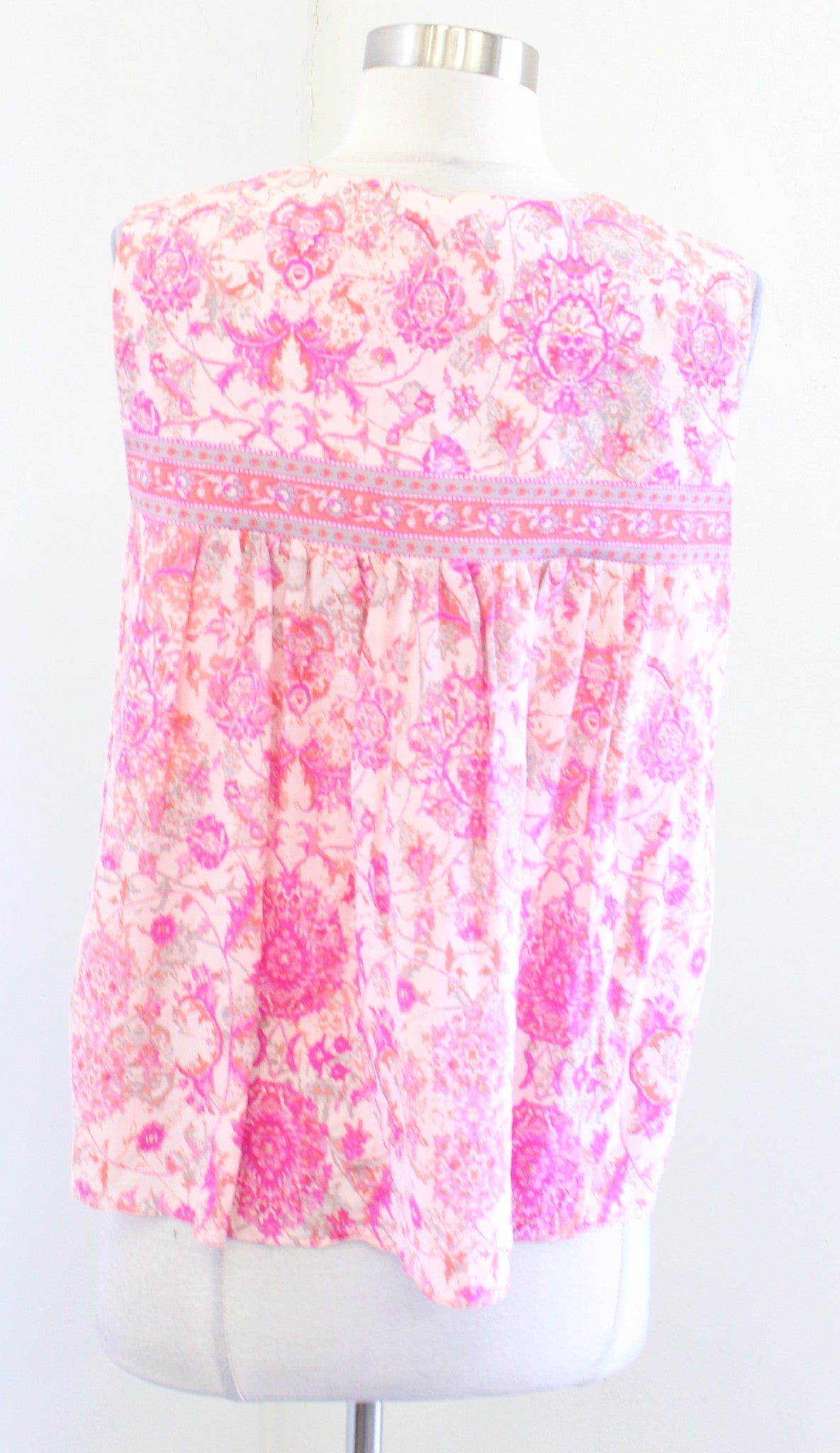 Rebecca Taylor Dreamweaver Pink Silk Tank Top Blouse Size 4 Geometric Floral