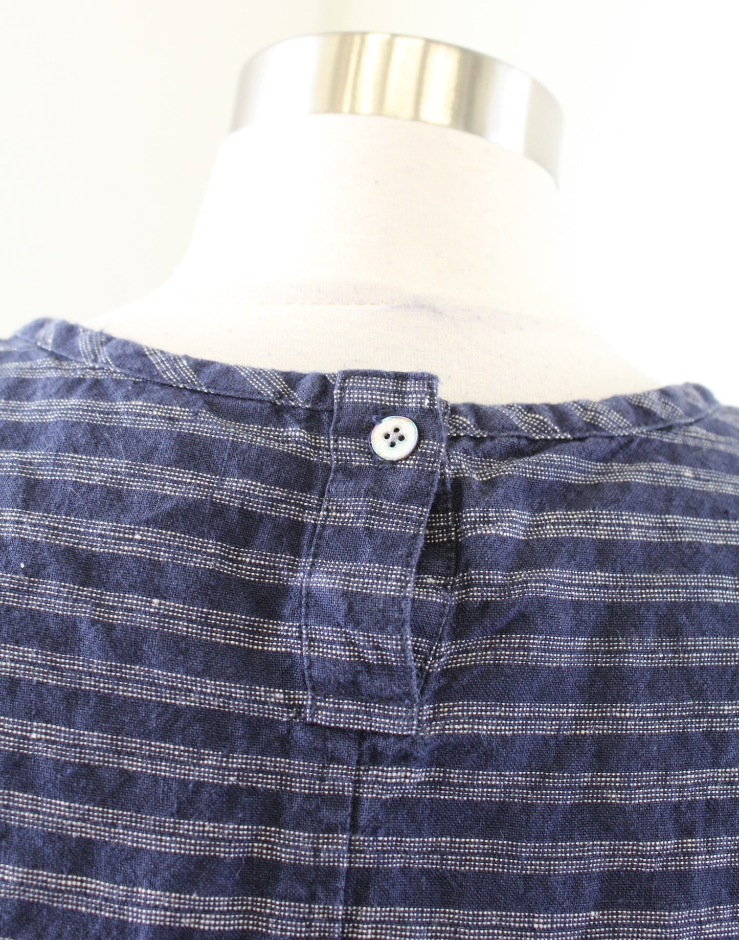 J Jill Love Linen Navy Blue Striped Sleeveless Shift Dress Size PS SP Casual