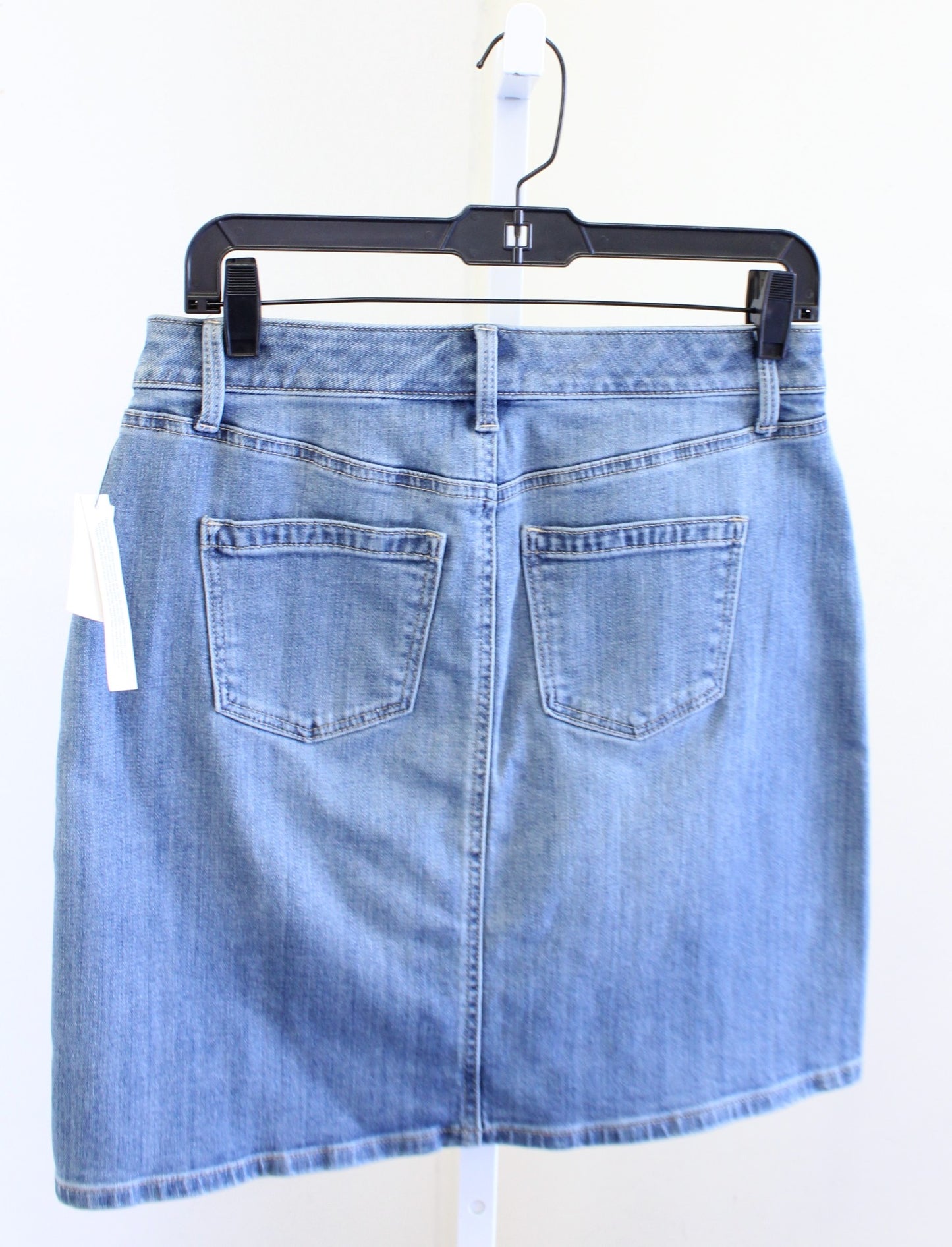 NWT Talbots Denim Jean Floral Embroidered Skirt Size 4P Womens