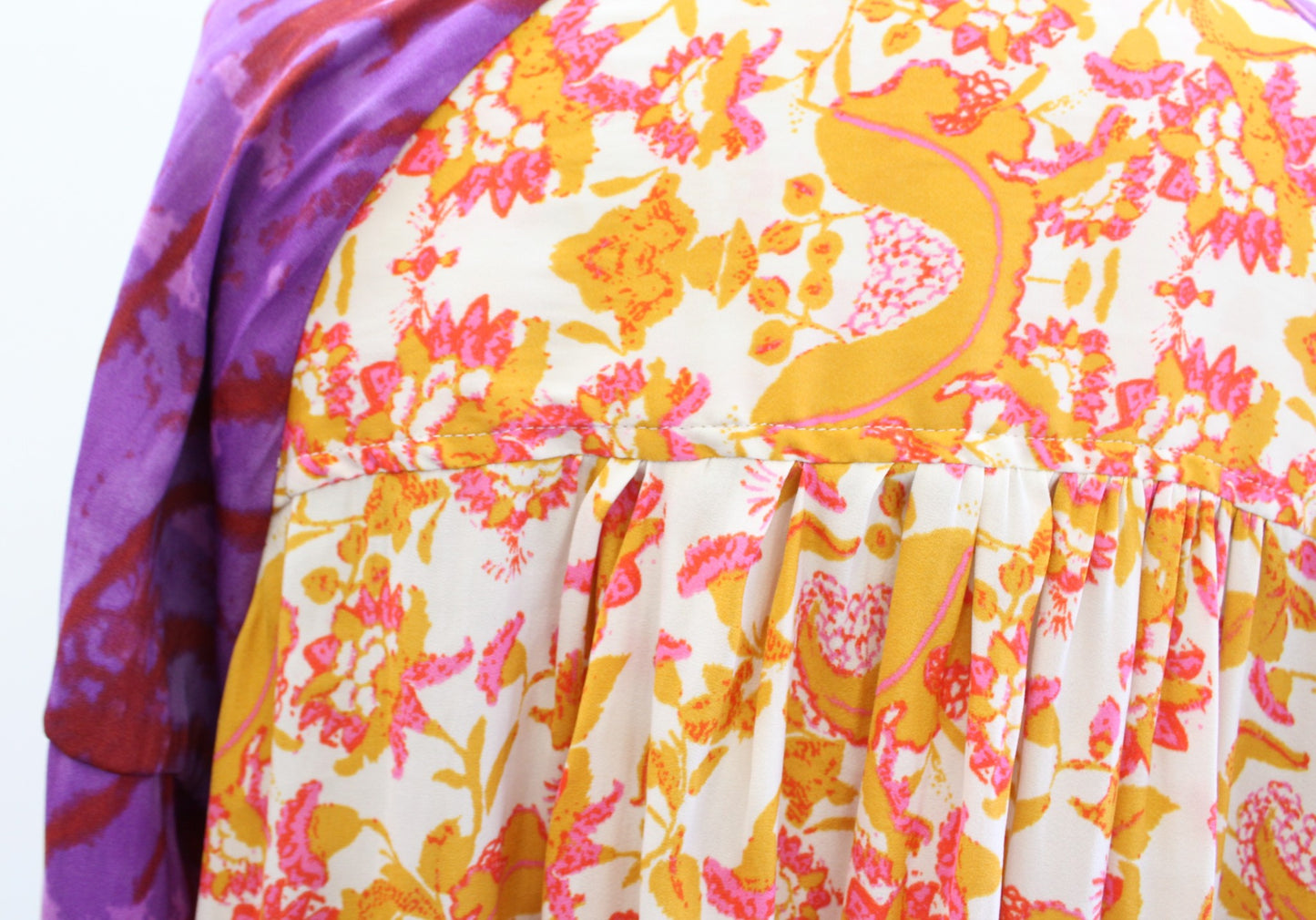 Free People Cruisin Together Surplice Wrap Front Printed Top Blouse Size XS Long Sleeve