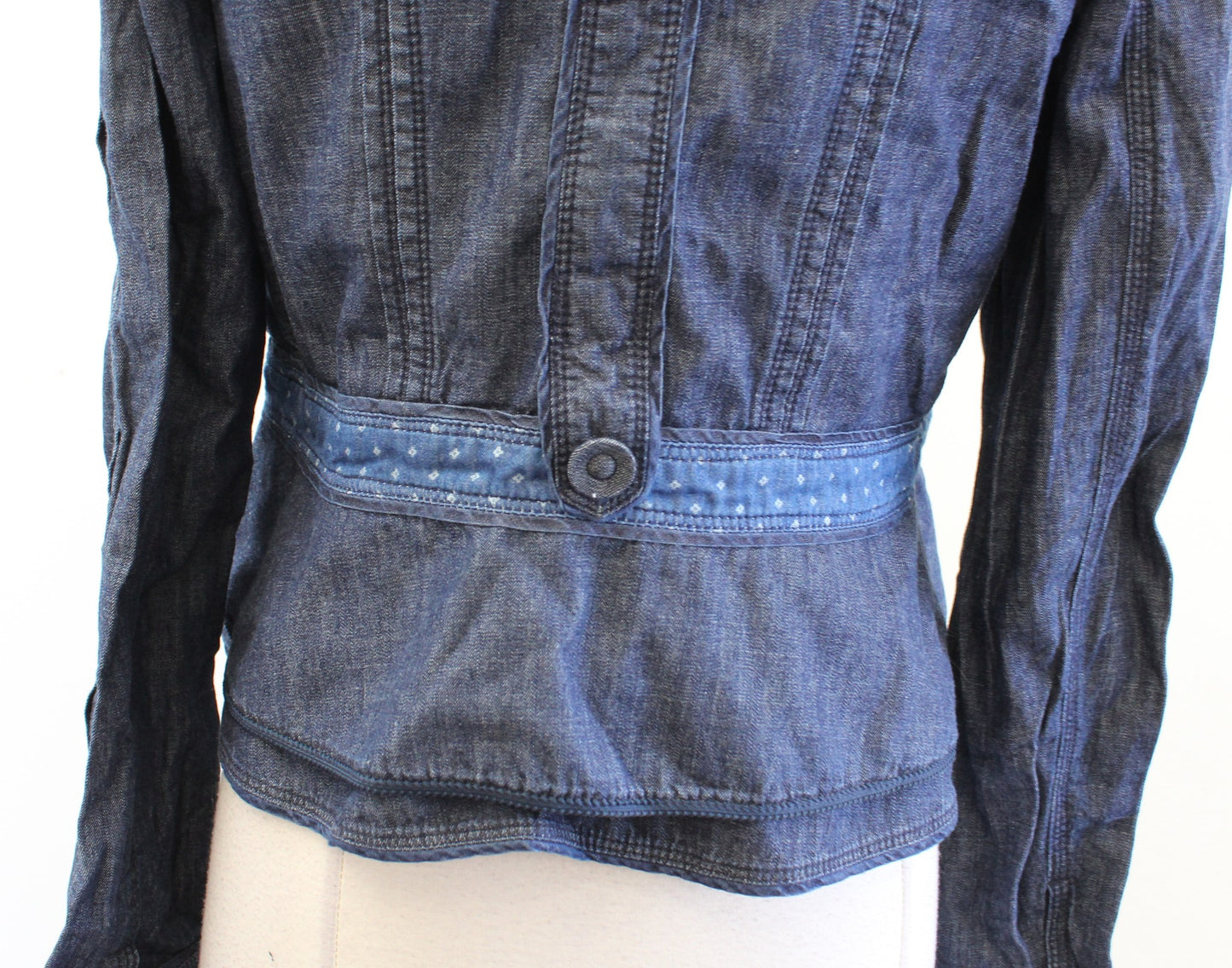 NWT Elevenses Anthropologie Denim Chambray Blazer Jacket Size 10 Military Style