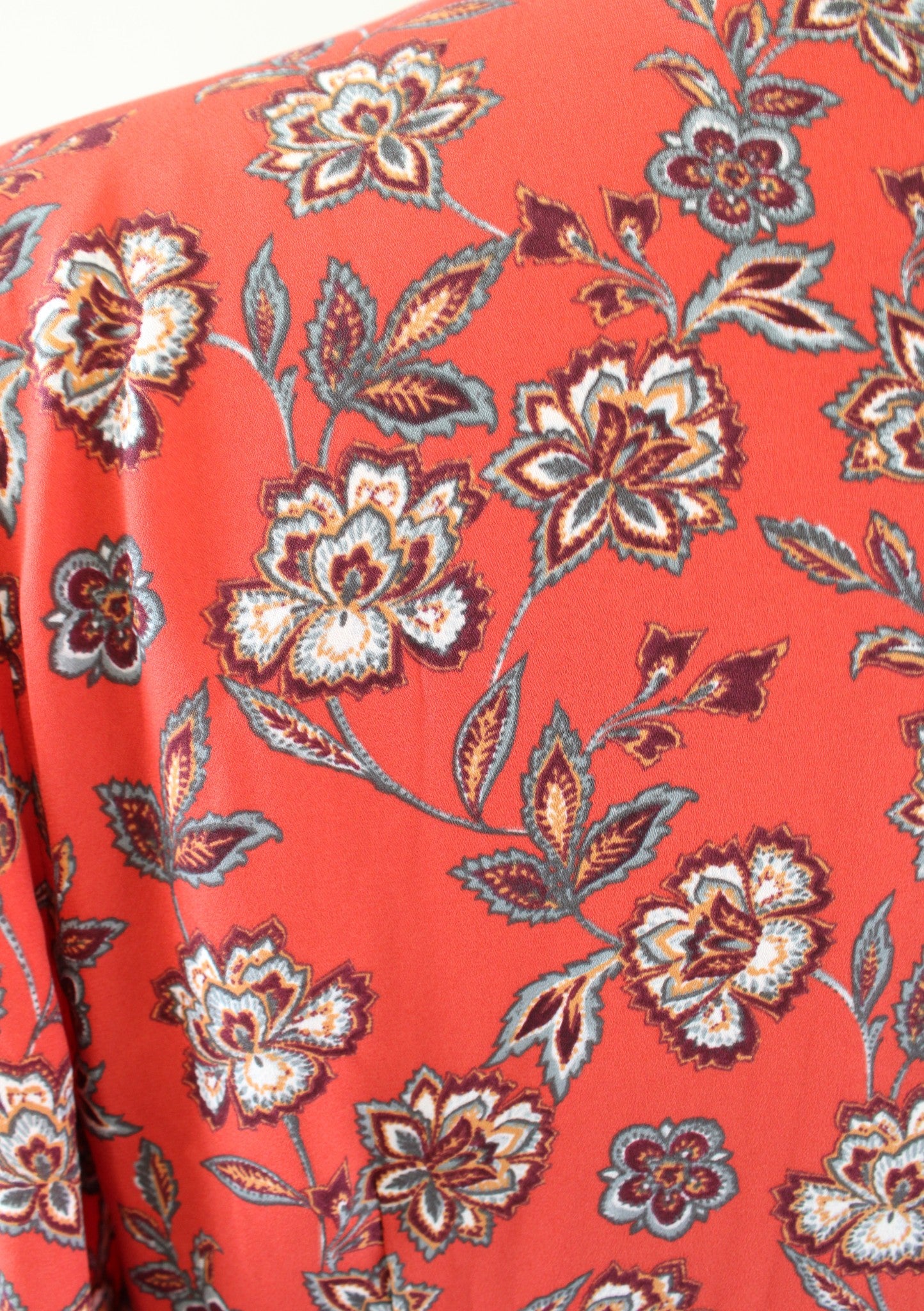 Ann Taylor Loft Burnt Orange Paisley Floral Button Front A Line Shirt Dress Sz 4