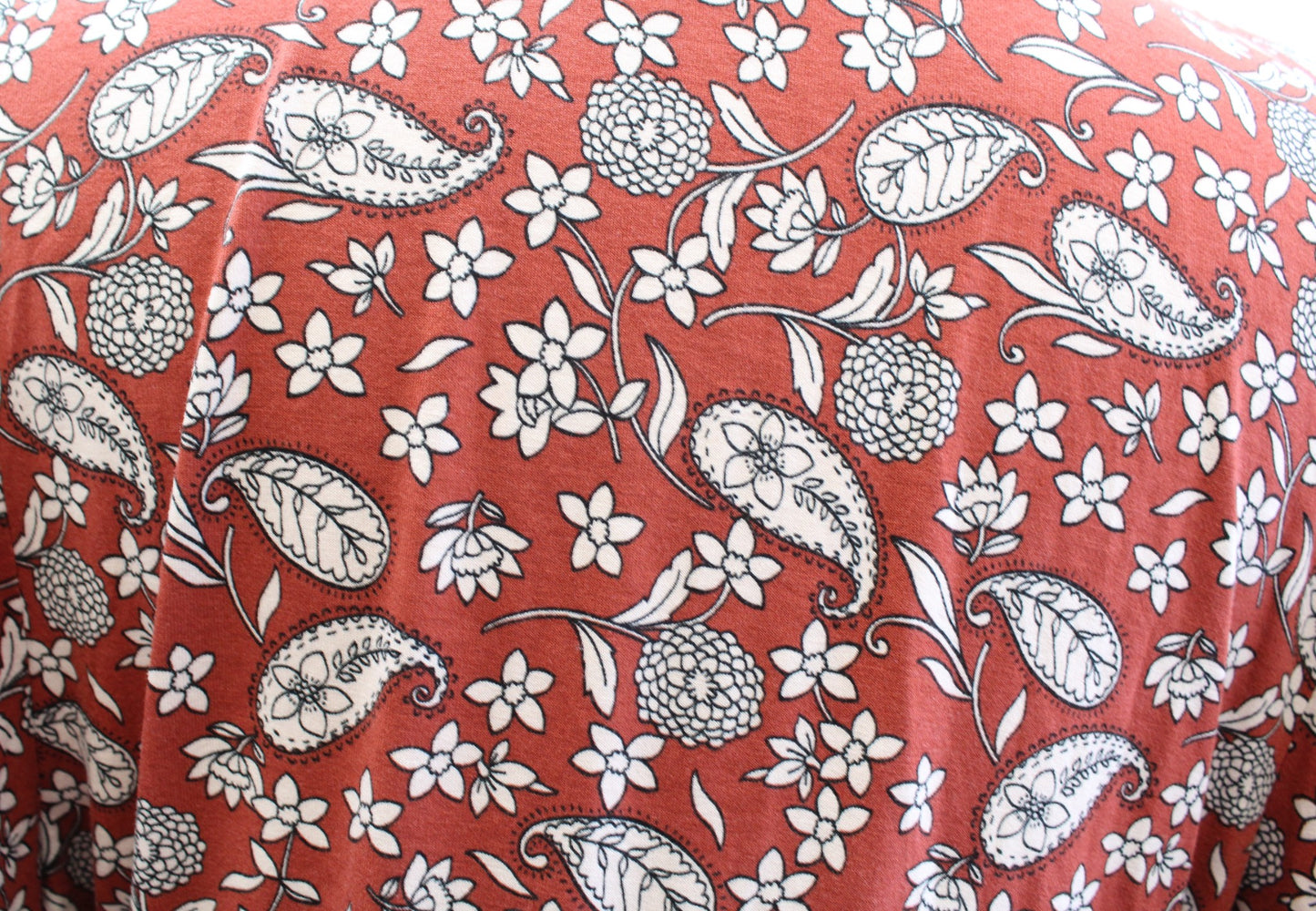 Boden Rust Burnt Orange Paisley Print Knit Easy Fixed Faux Wrap Dress Sz 10R 10
