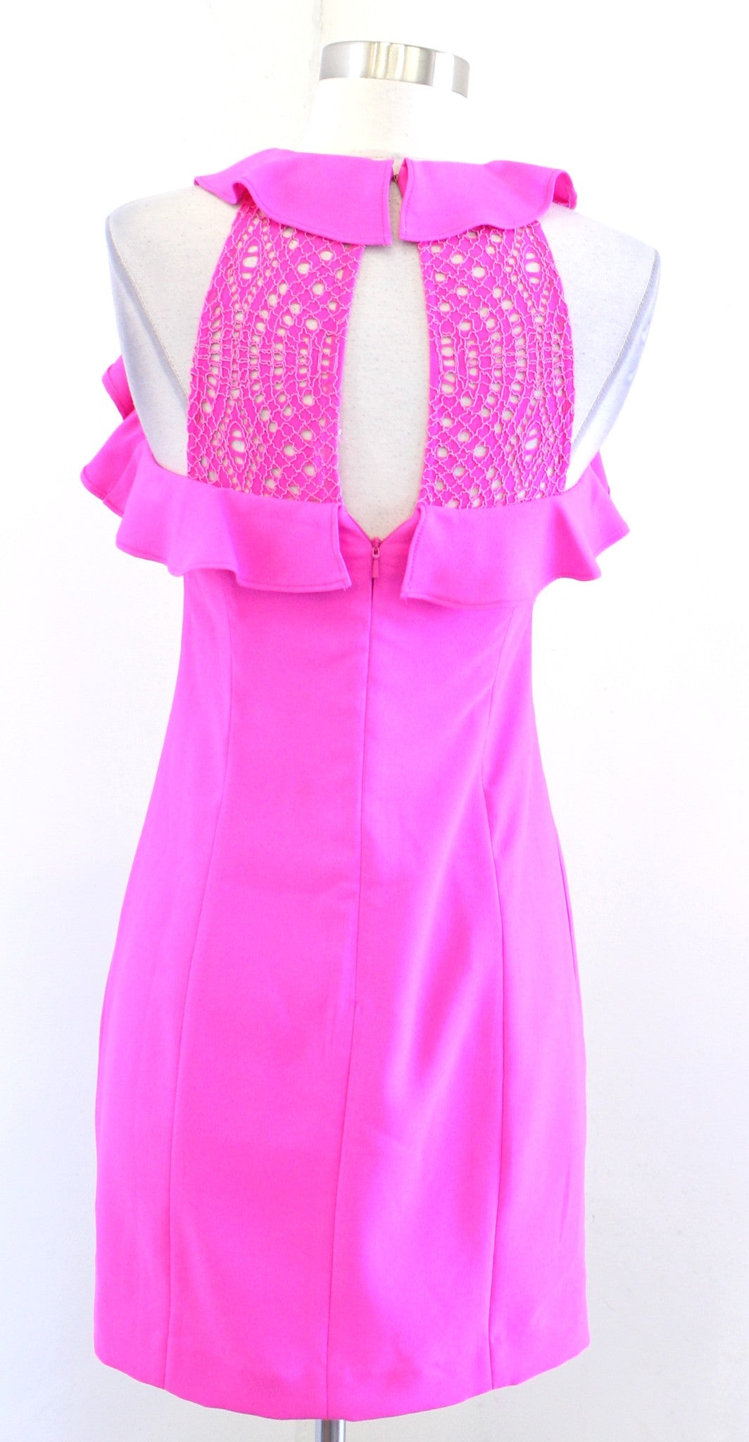 Lilly Pulitzer Britnee Ruffle Lace Back Shift Dress Sz 00 Bougainvillea Hot Pink