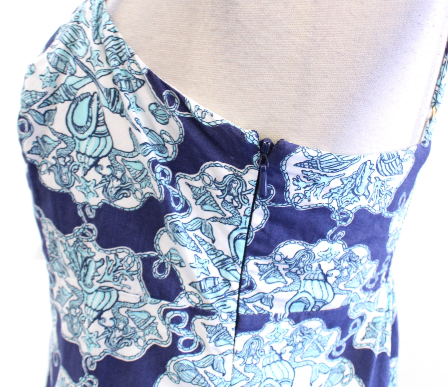 Lilly Pulitzer Rilee Hey Sailor Printed Lace Up Dress Sz 4 Blue Mermaid Nautical