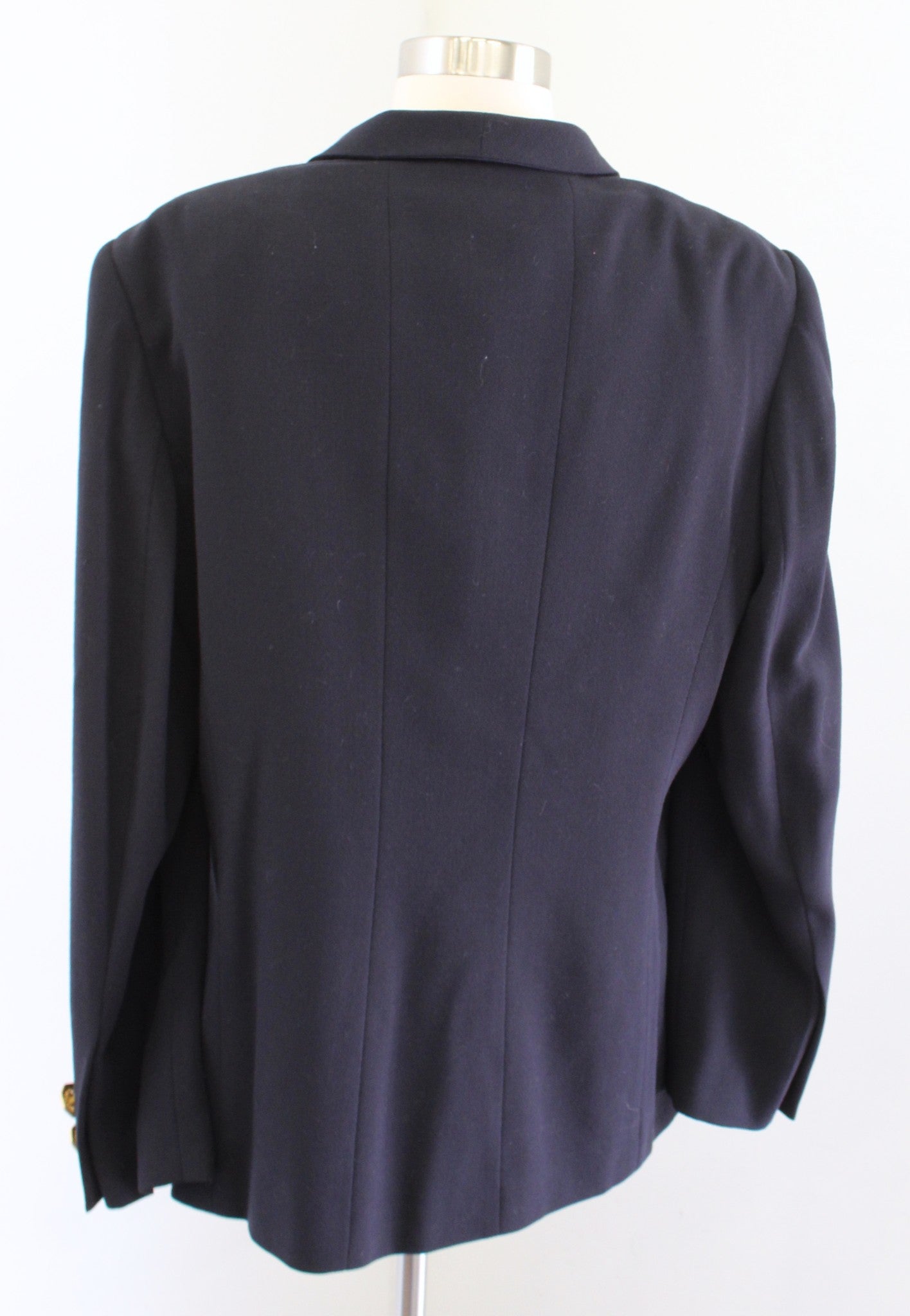 Vtg Rena Lange Bergdorf Goodman Dark Navy Blue Wool Blazer Jacket Size 44