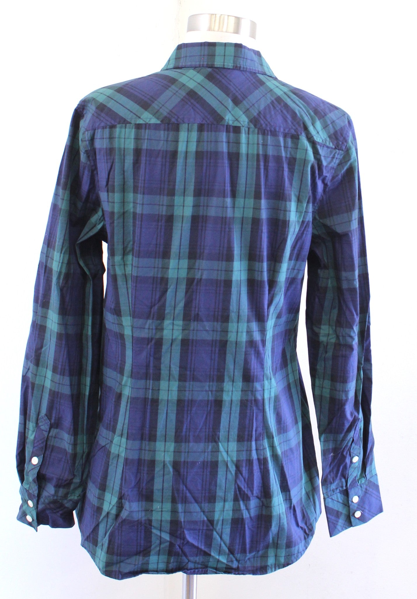 Vineyard Vines Classic Blackwatch Plaid Button Front Shirt Blouse Size 8 Green Long Sleeve
