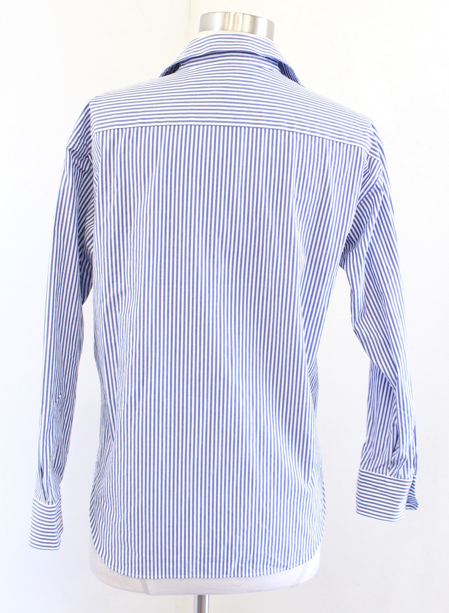 Lauren Ralph Lauren Blue Striped Logo Crest Embroidered Button Down Shirt PS SP