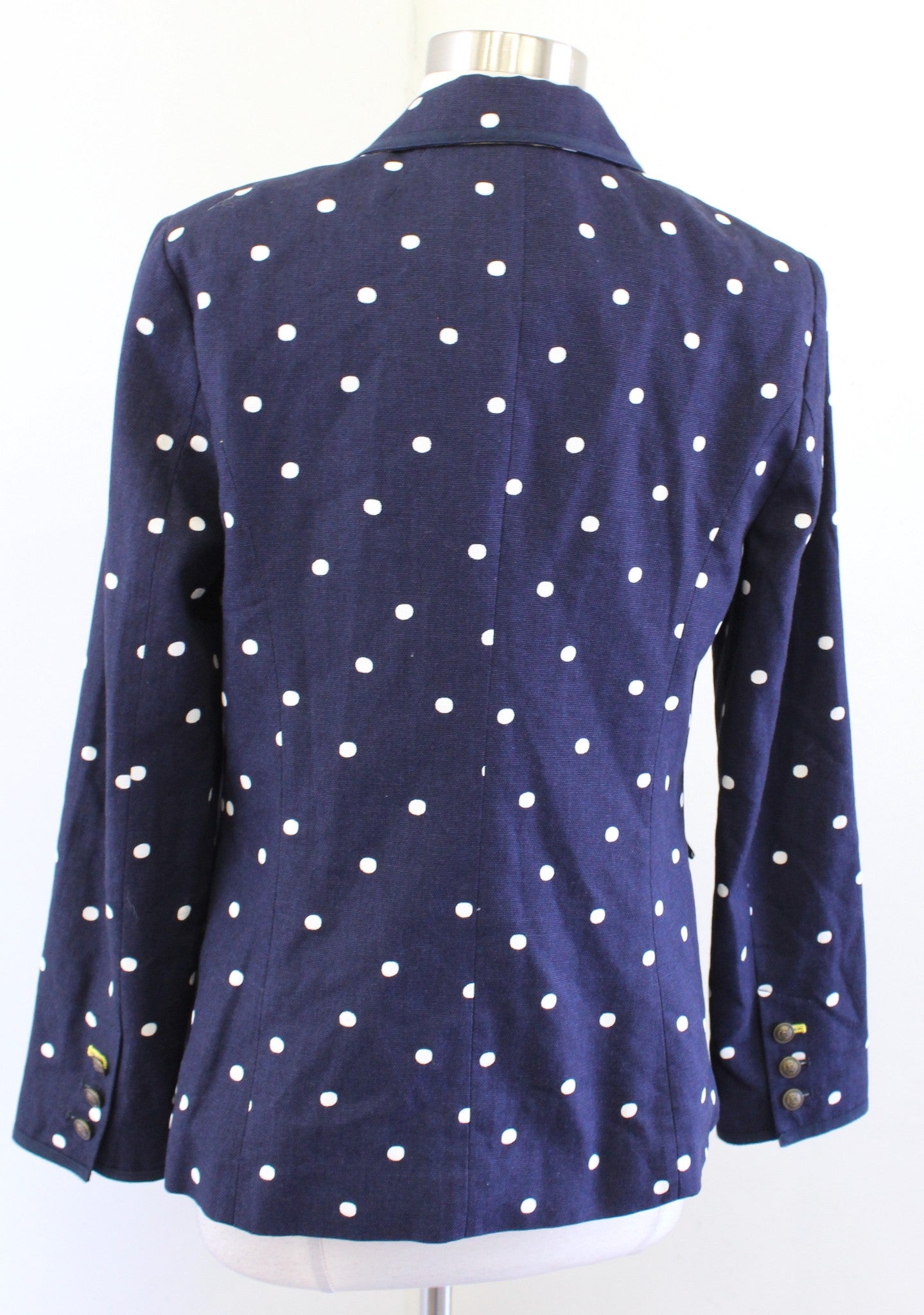 Boden Womens Navy Blue White Polka Dot Blazer Suit Jacket Size US 8R 8 Nautical