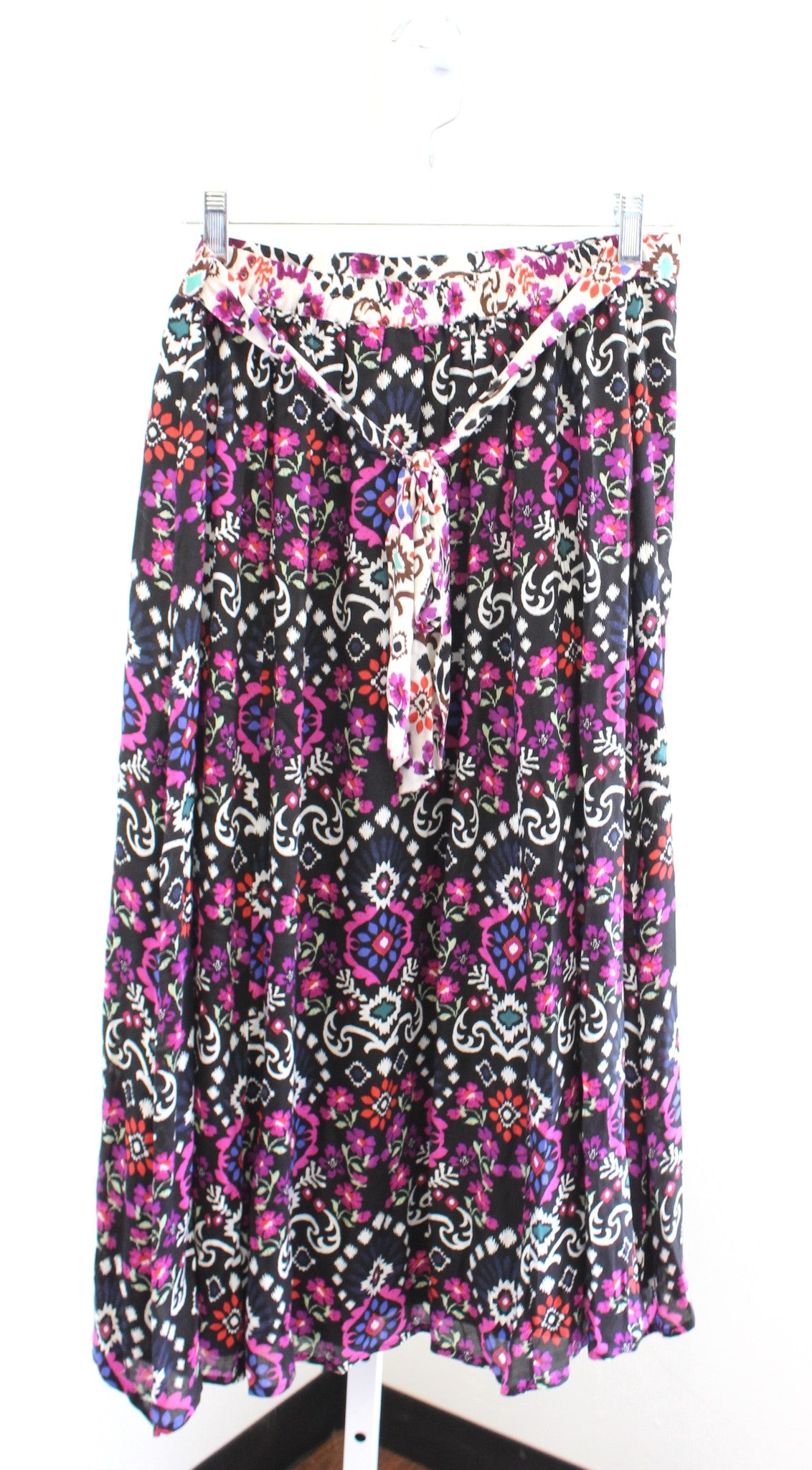 NWT Anthropologie Daniel Rainn Cordelia Geometric Tie Waist Midi Skirt Size L