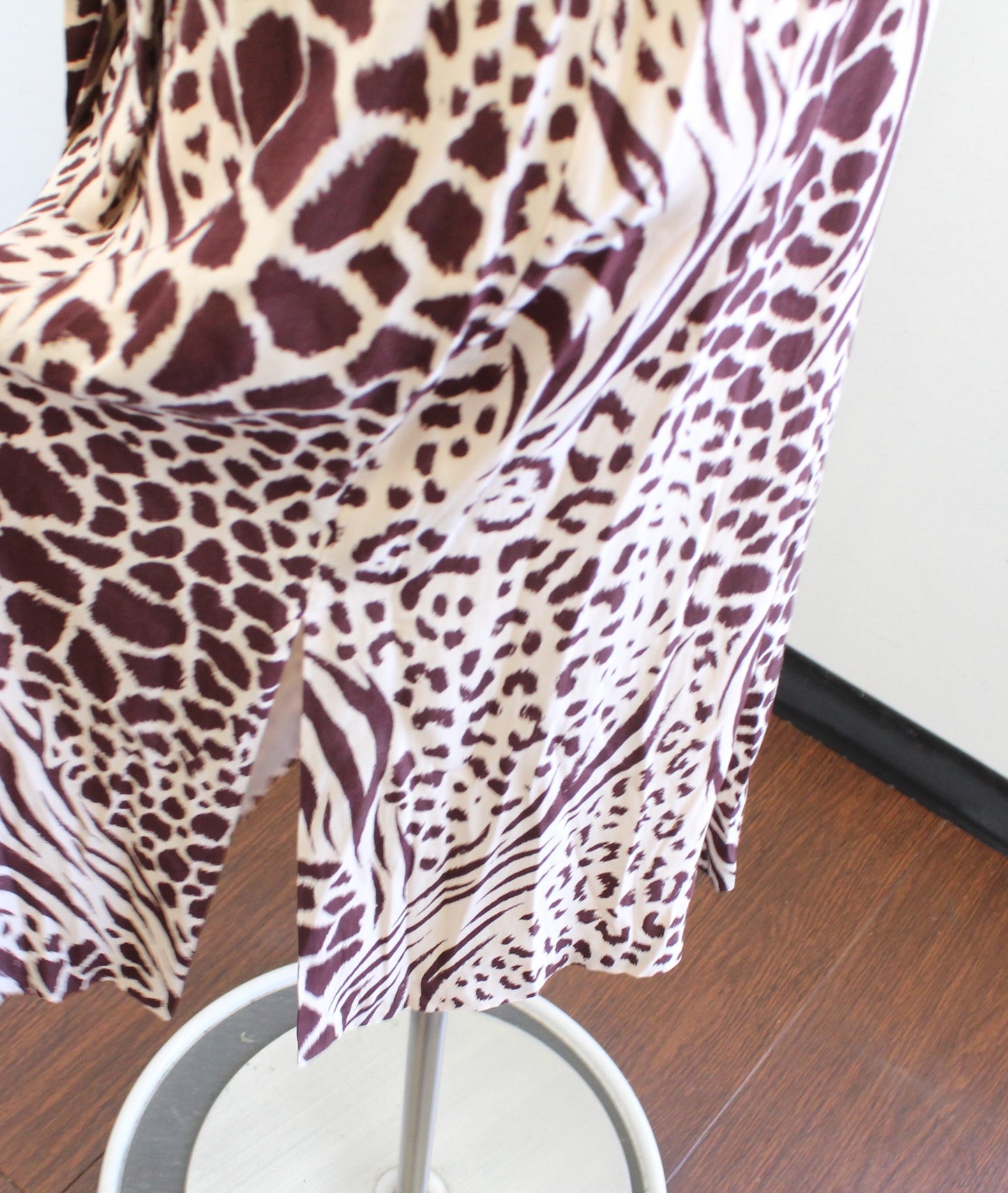 Ann Taylor Brown Beige Mixed Animal Print Tie Waist Midi Dress Size 12 Cheetah