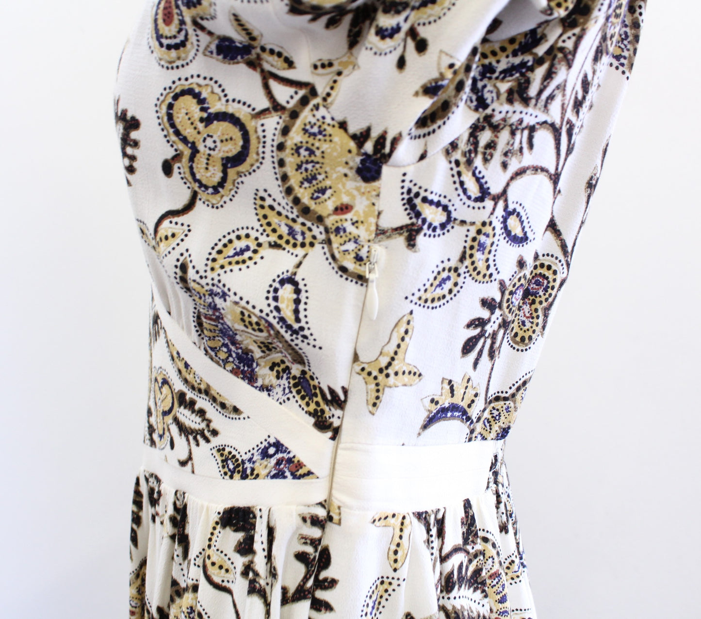 BA&SH Womens Vivienne Ivory Floral Print V Neck Crepe Midi Dress Size US 2 XS