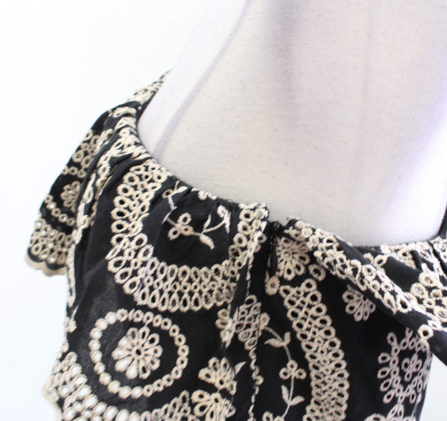 Love Shack Fancy Pamela Embroidered Asymmetrical Hem One Shoulder Dress Ruffle L