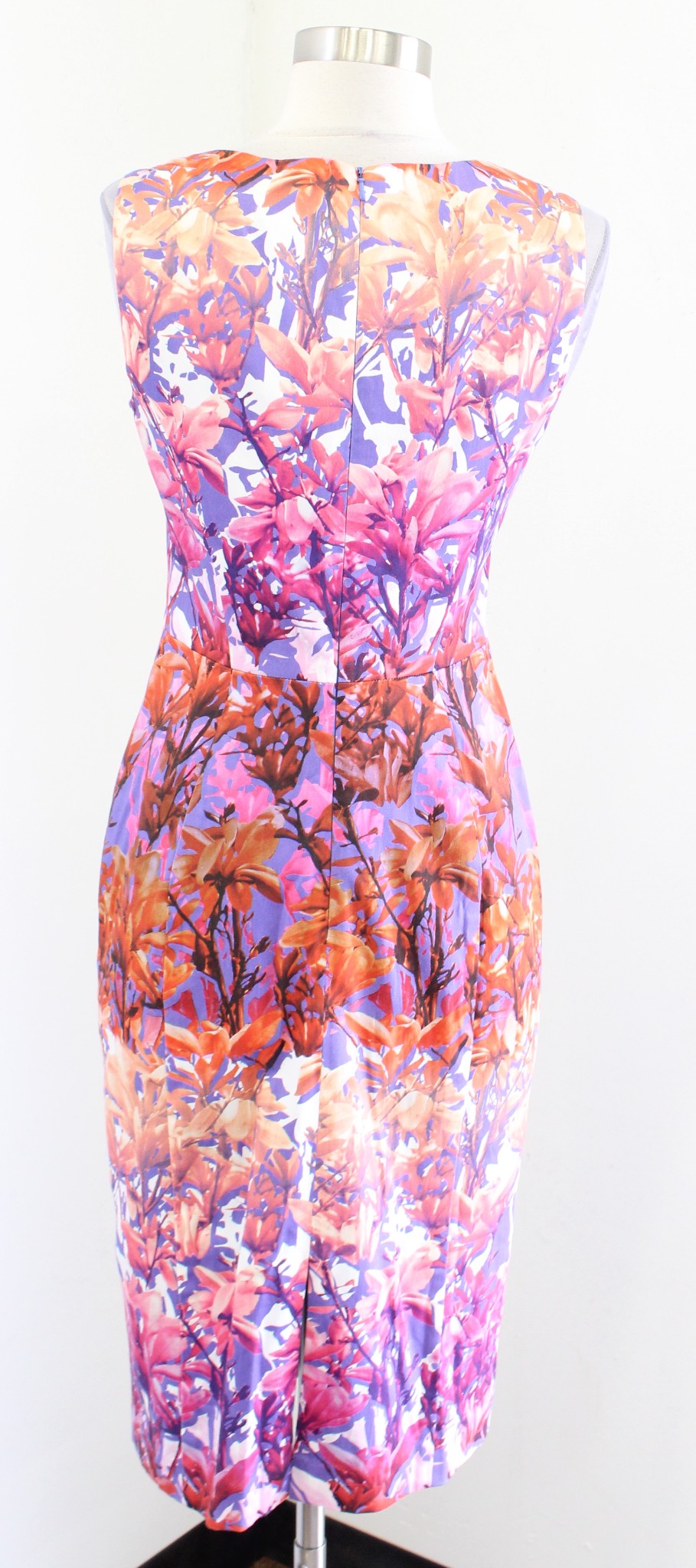 NWT Black Halo Purple Pink Ombre Floral Print Sheath Dress 2 Career Sleeveless