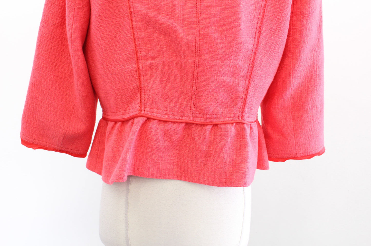 White House Black Market Coral 3/4 Sleeve Embellished Blazer Jacket Size 10