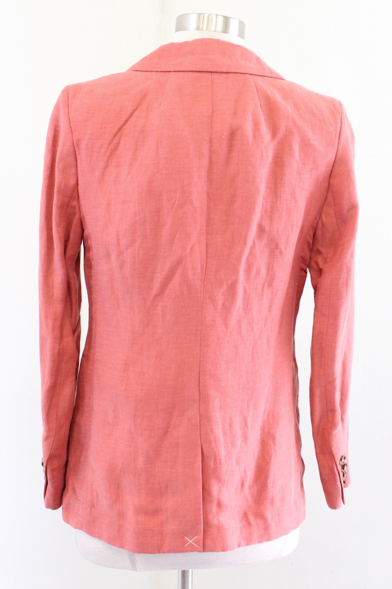 J Crew Willa Blazer Jacket in Linen Blend Size 8 Burnt Peach Orange Textured
