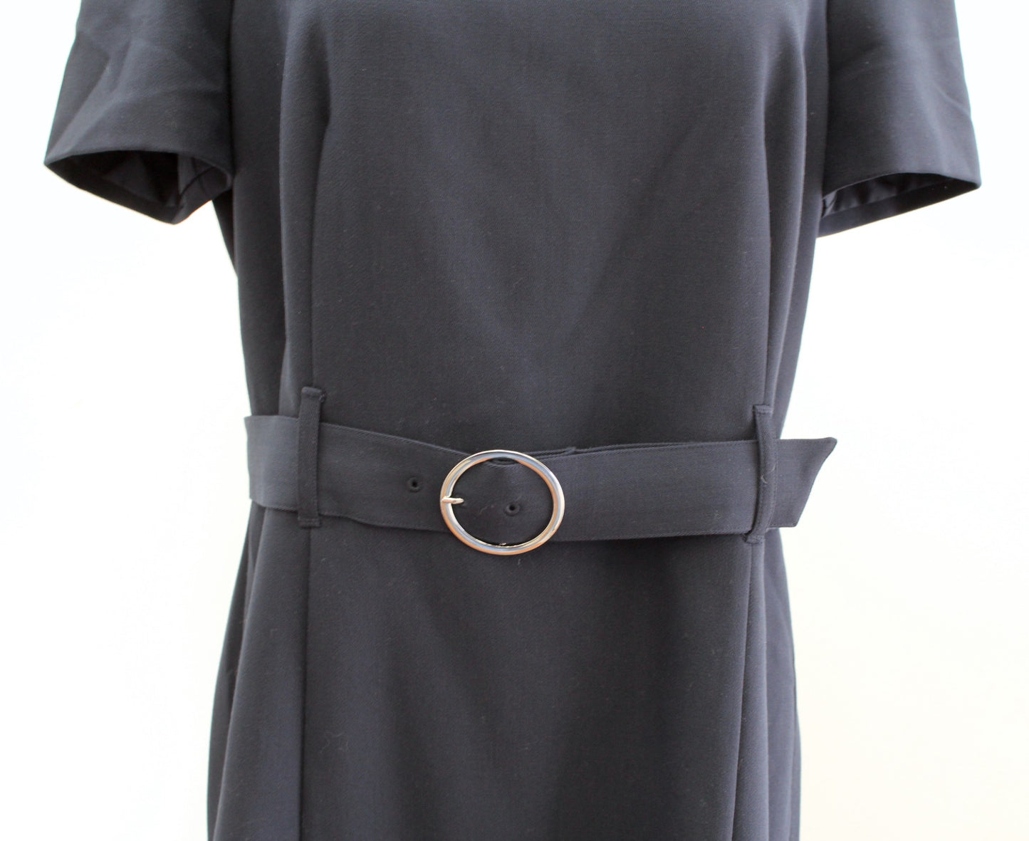 Club Monaco Womens Navy Blue Belted Square Neck Short Sleeve Mini Dress Size 12