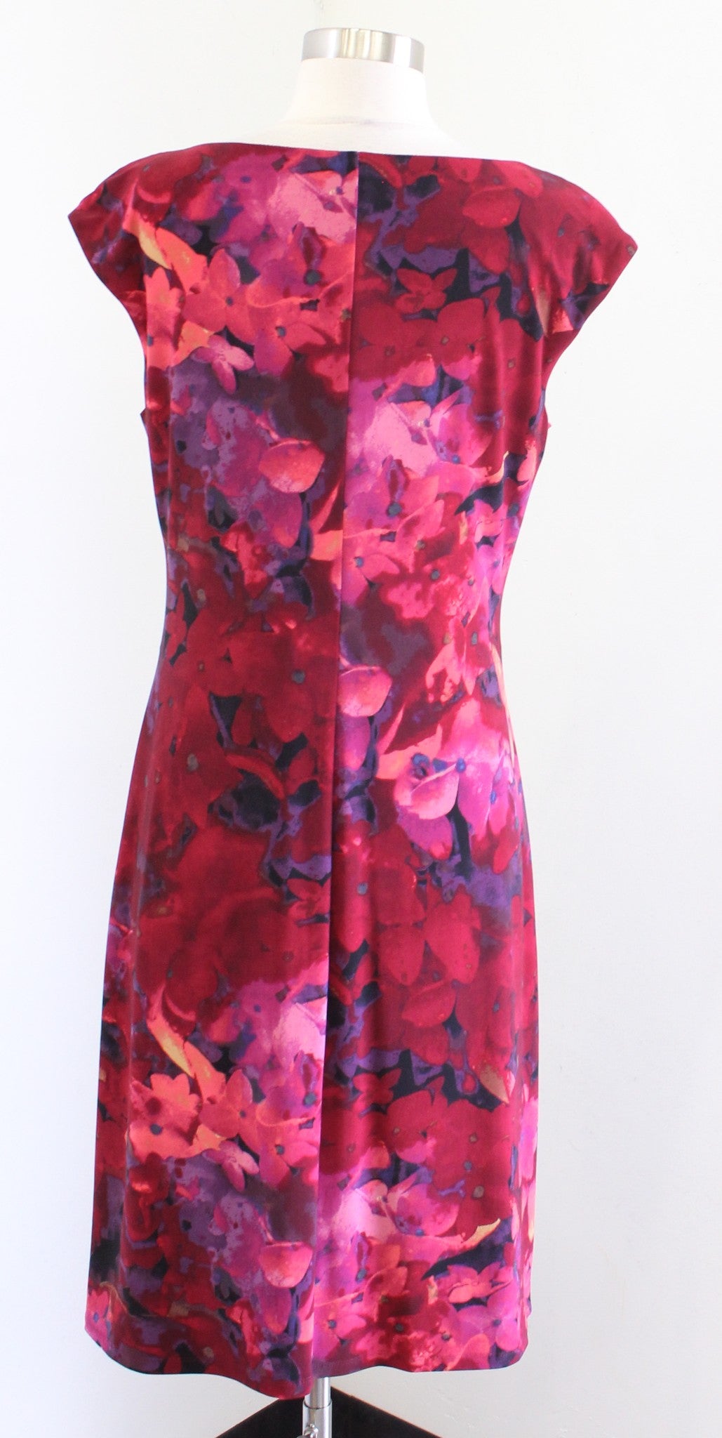 Lauren Ralph Lauren Red Floral Draped Neck Ruched Wiggle Sheath Dress Size 12