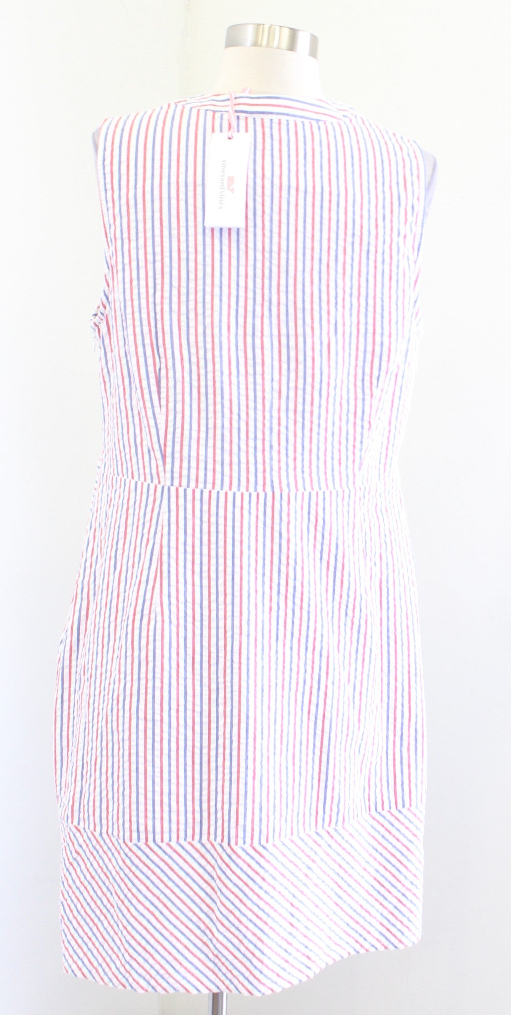 NWT Vineyard Vines Red White Blue Striped Seersucker Tie Waist Dress Size 12