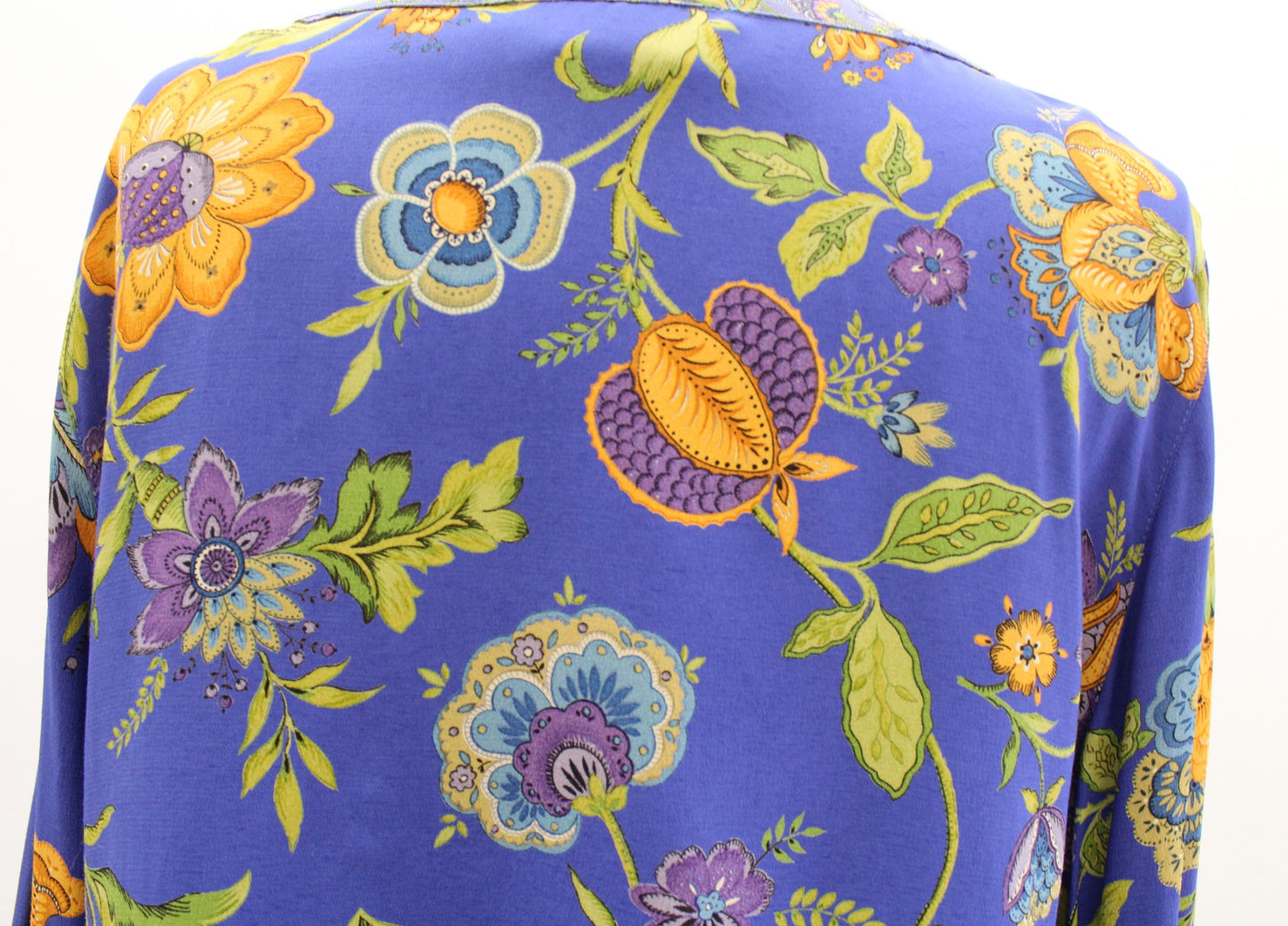 Vtg 90s Blue Patchwork Floral Tie Front Cardigan / Light Topper Jacket Sz 4 Boho