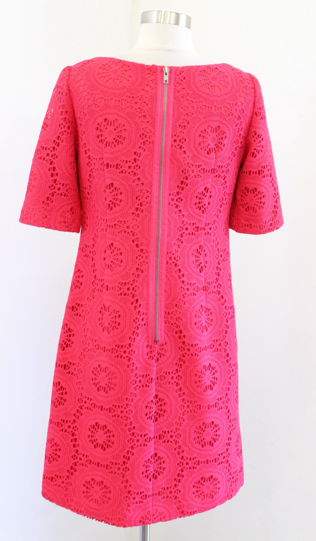 Adrianna Papell Womens Bright Coral Medallion Lace Shift Dress Size 4 Casual