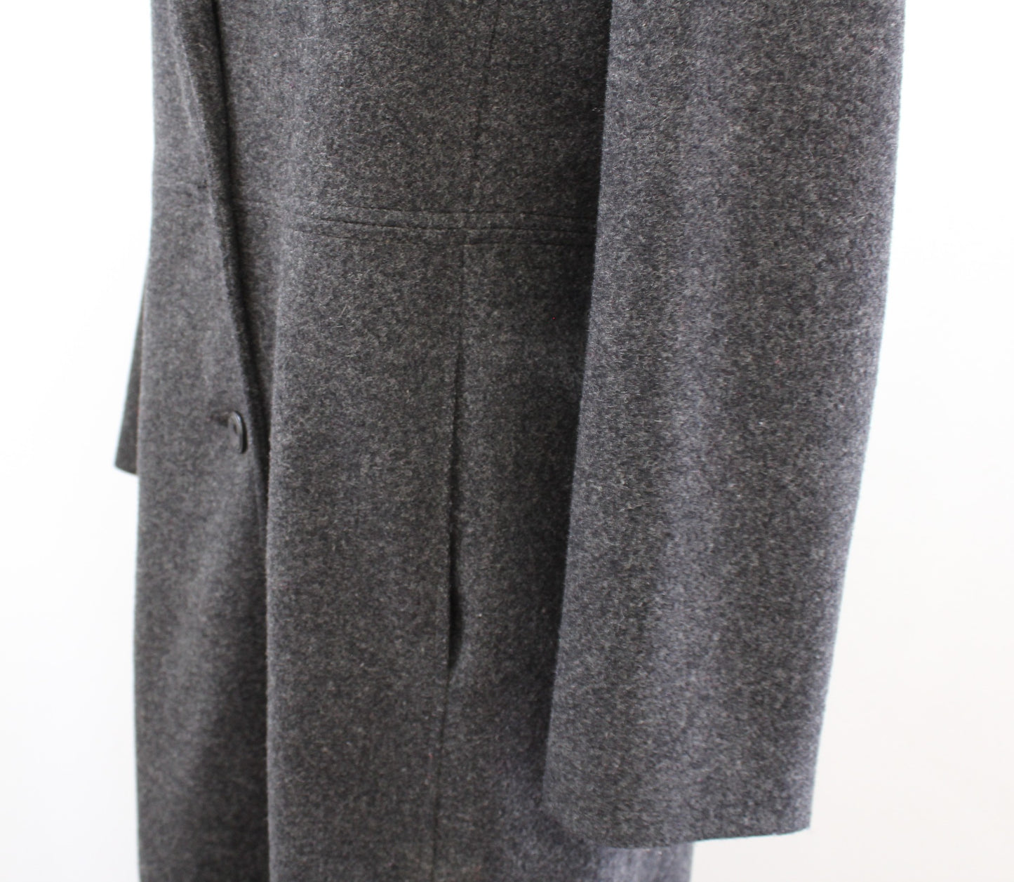 Vtg 90s Midnight Velvet Charcoal gray Black Faux Fur Wool Long Coat Size M Goth