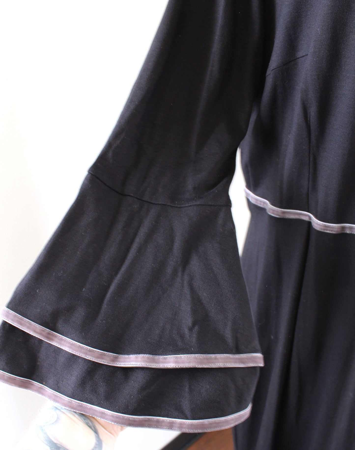 NWT Boden Cora Black Ponte Jersey Knit Bell Sleeve Midi Sheath Dress Size 16R 16