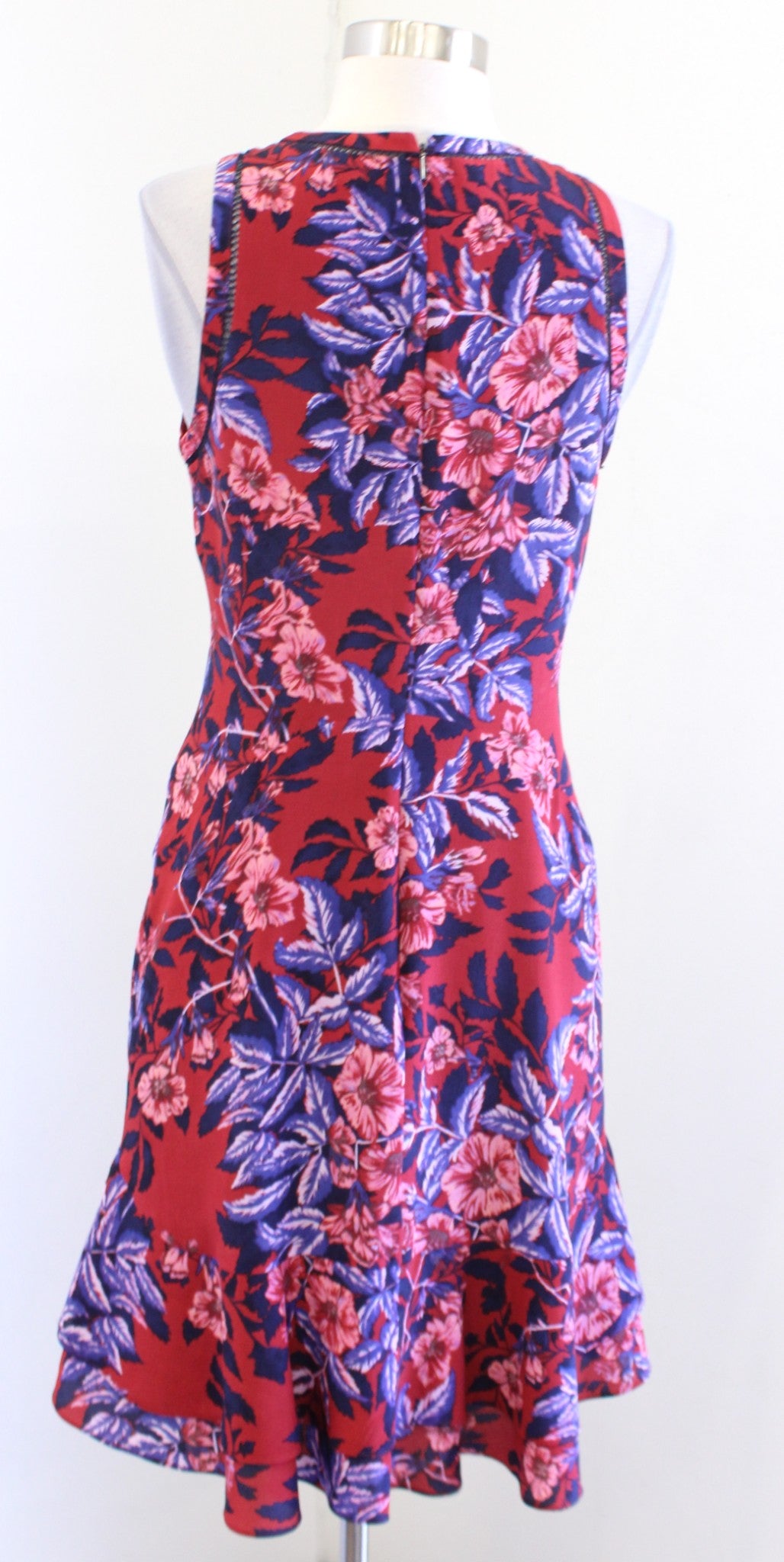 Rebecca Taylor Silk Flame of the Forest Floral Print Dress Size 4 Flounce Red