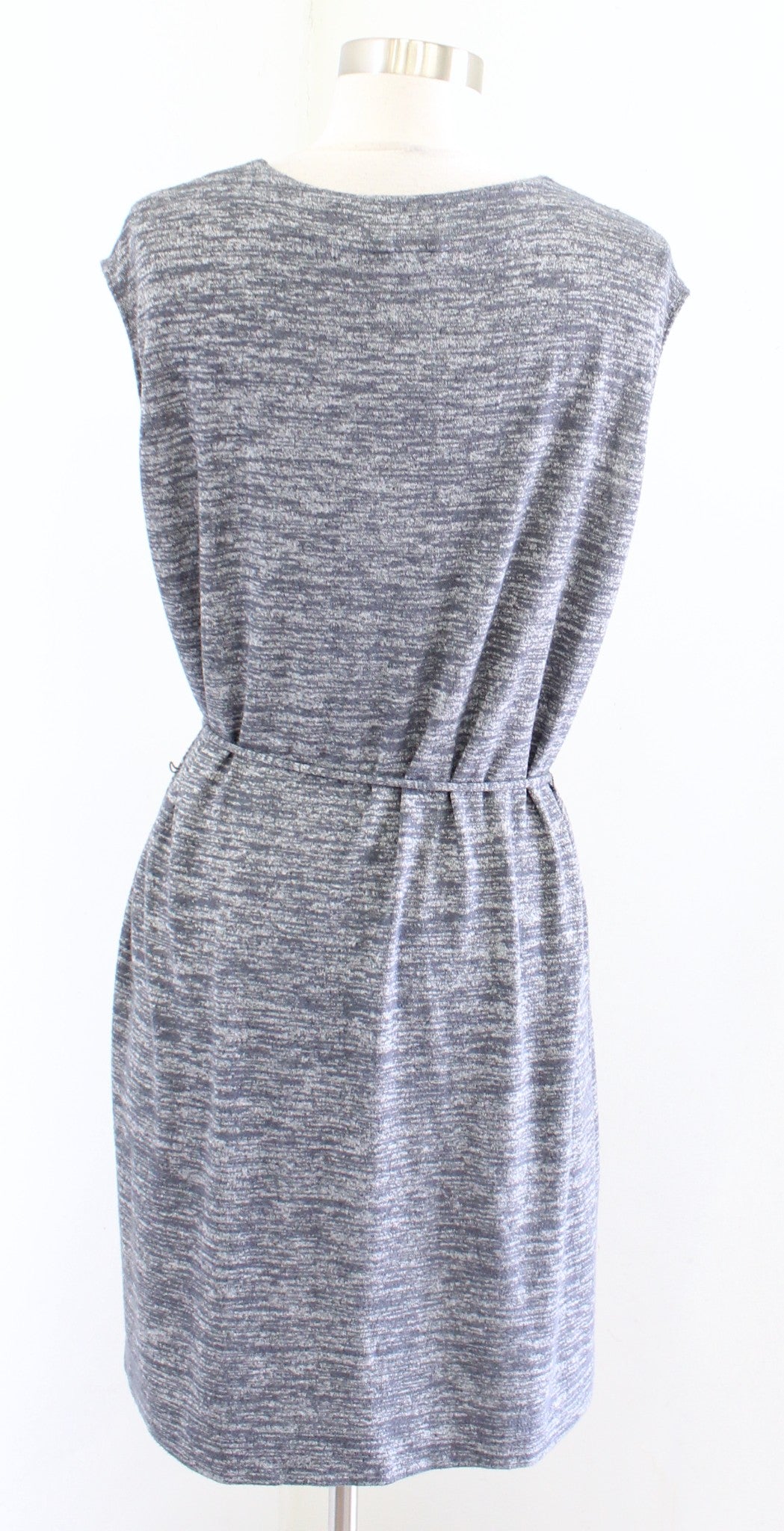Wilfred Free Aritzia Heather Blue / Gray Button Front Tie Waist V Neck Dress S