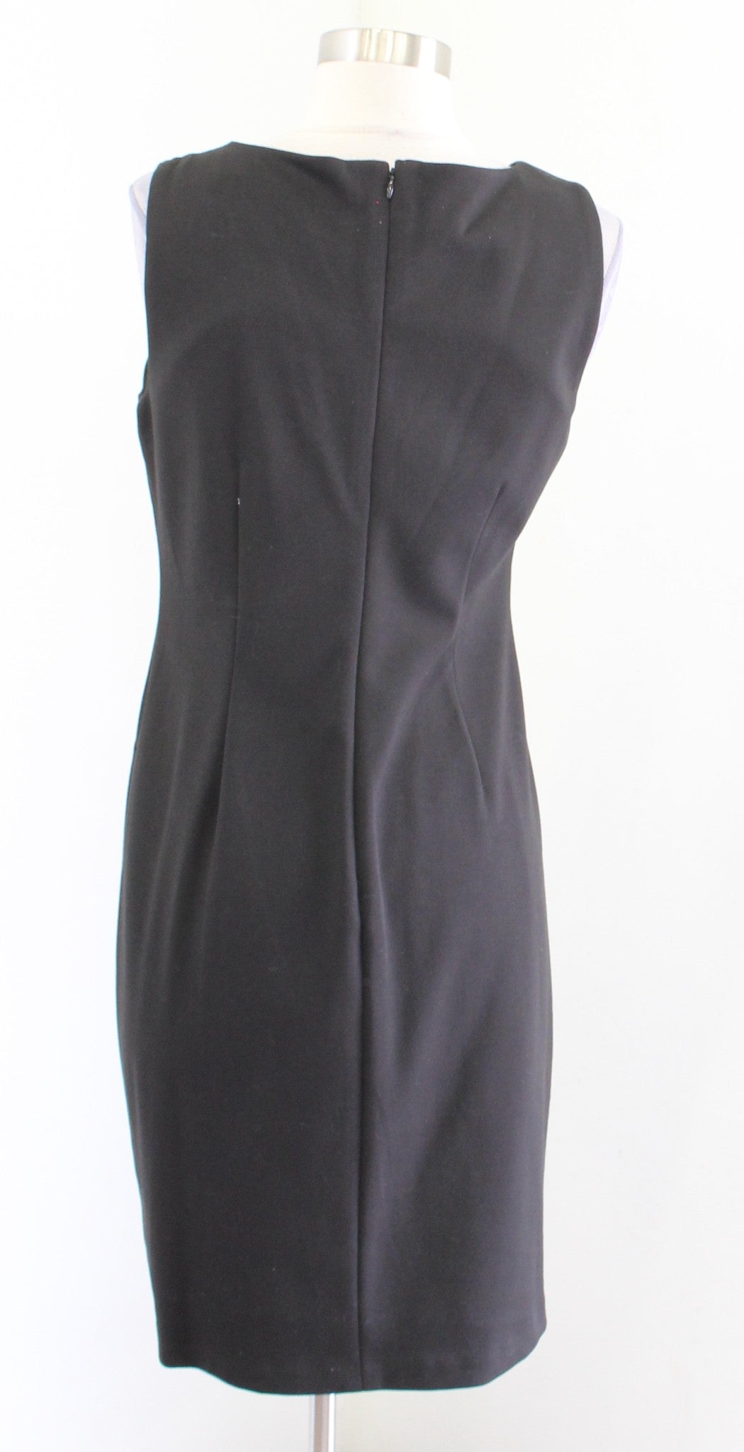 Ivanka Trump Solid Black Knit Ruched Textured Zipper Accent Sheath Dress Size 8