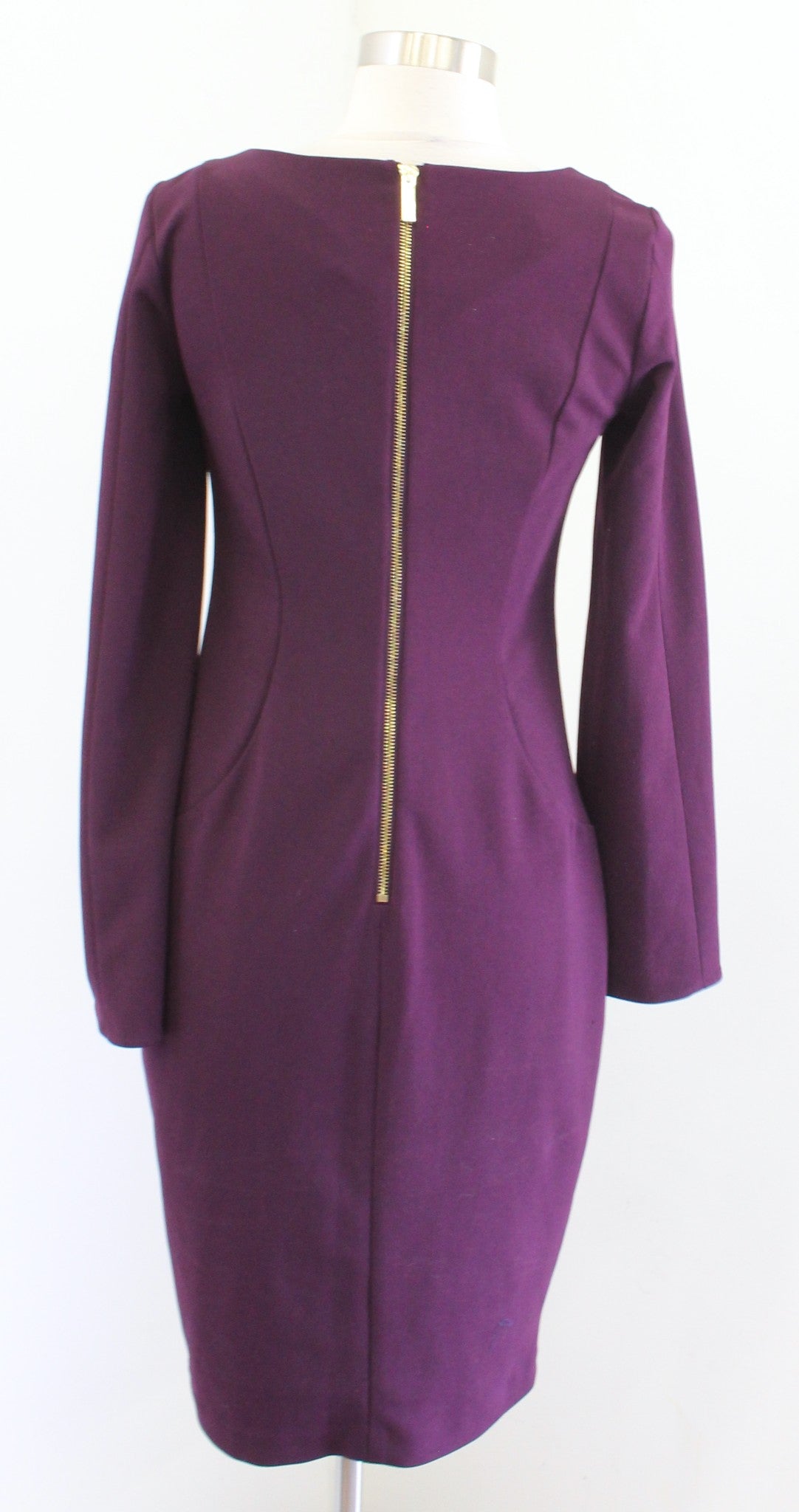 Calvin Klein Wine Purple Split Flare Sleeve Sheath Dress Size 2 Career Cocktail