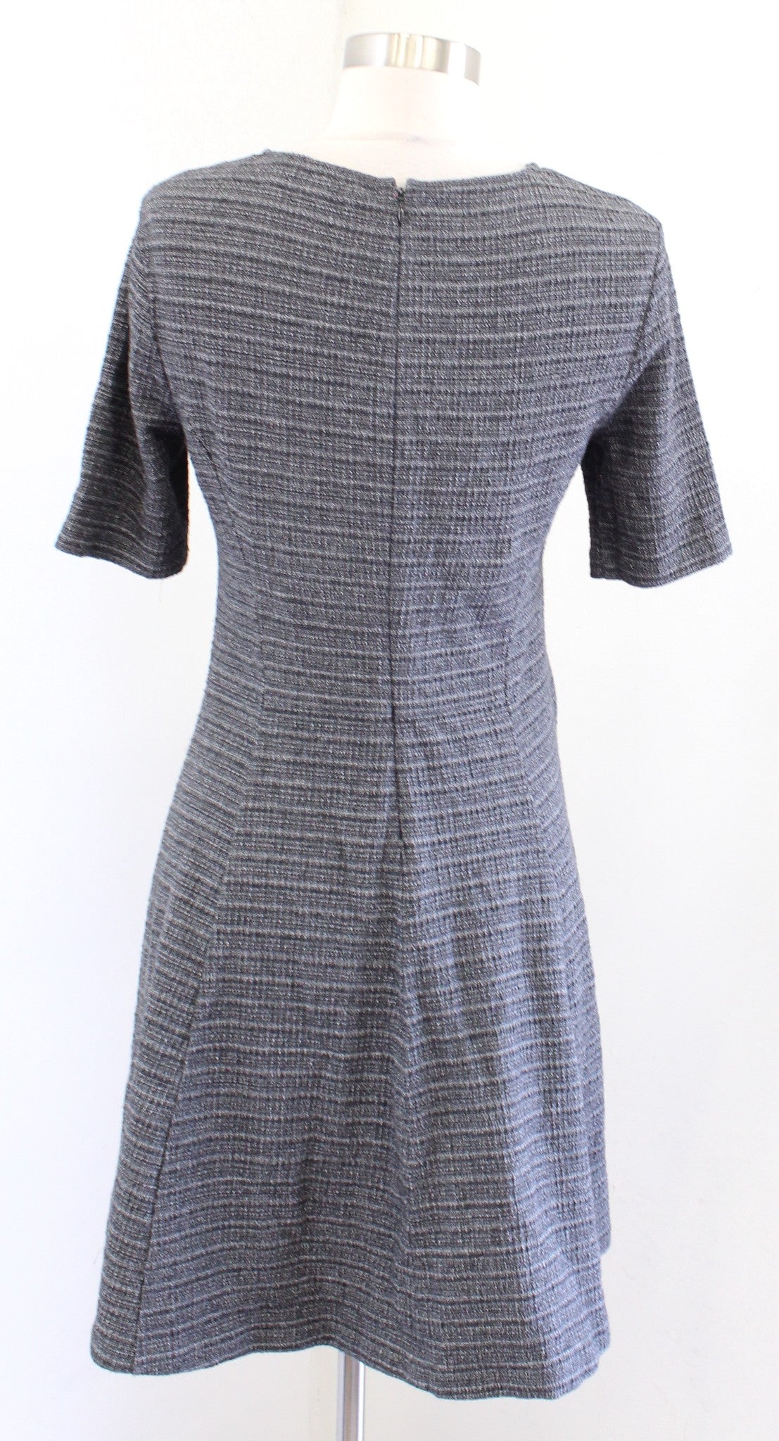 Theory Womens Albita Klarien Gray Tweed Textured Fit and Flare Dress Size 4