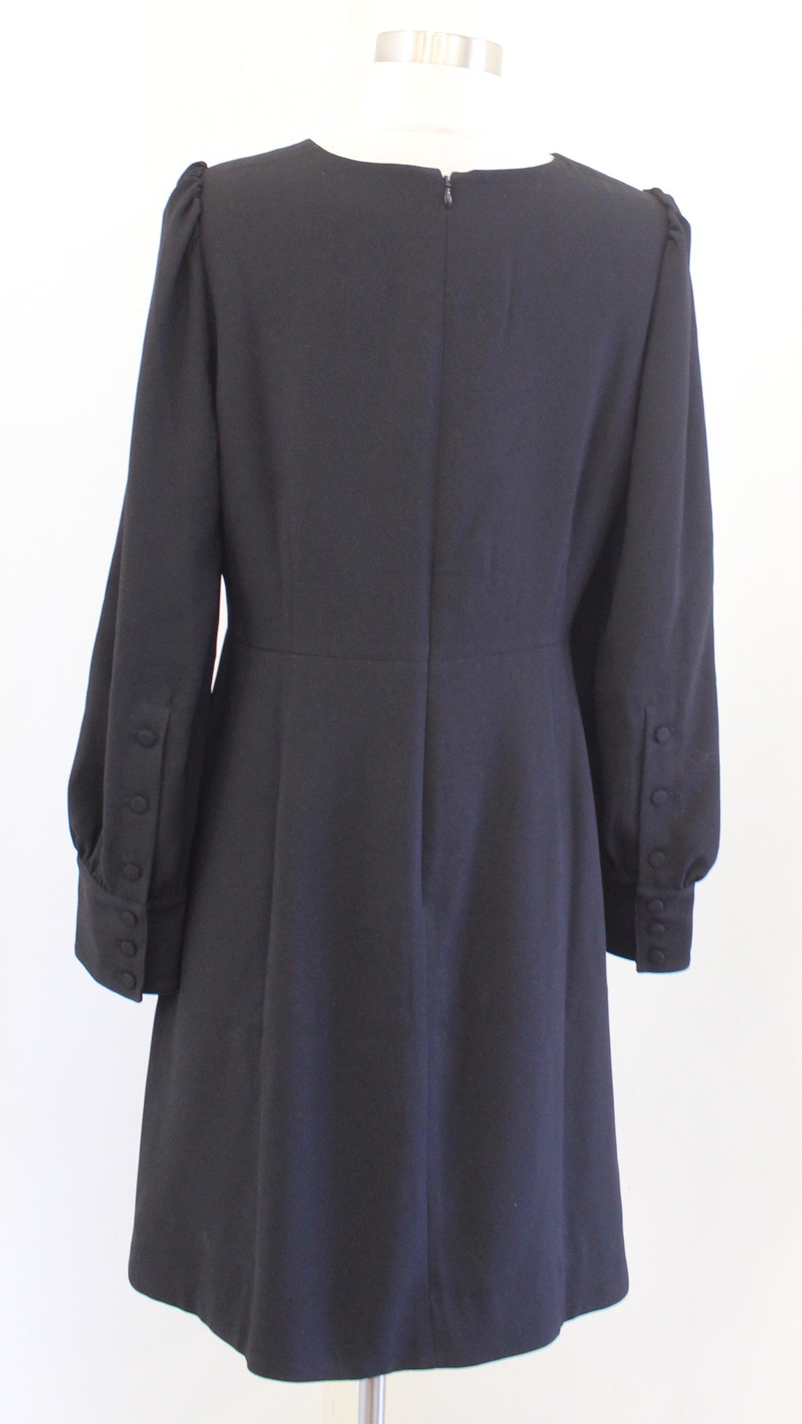 J Crew Solid Black Long Sleeve Button Cuff Accent Dress in 365 Crepe Size 10