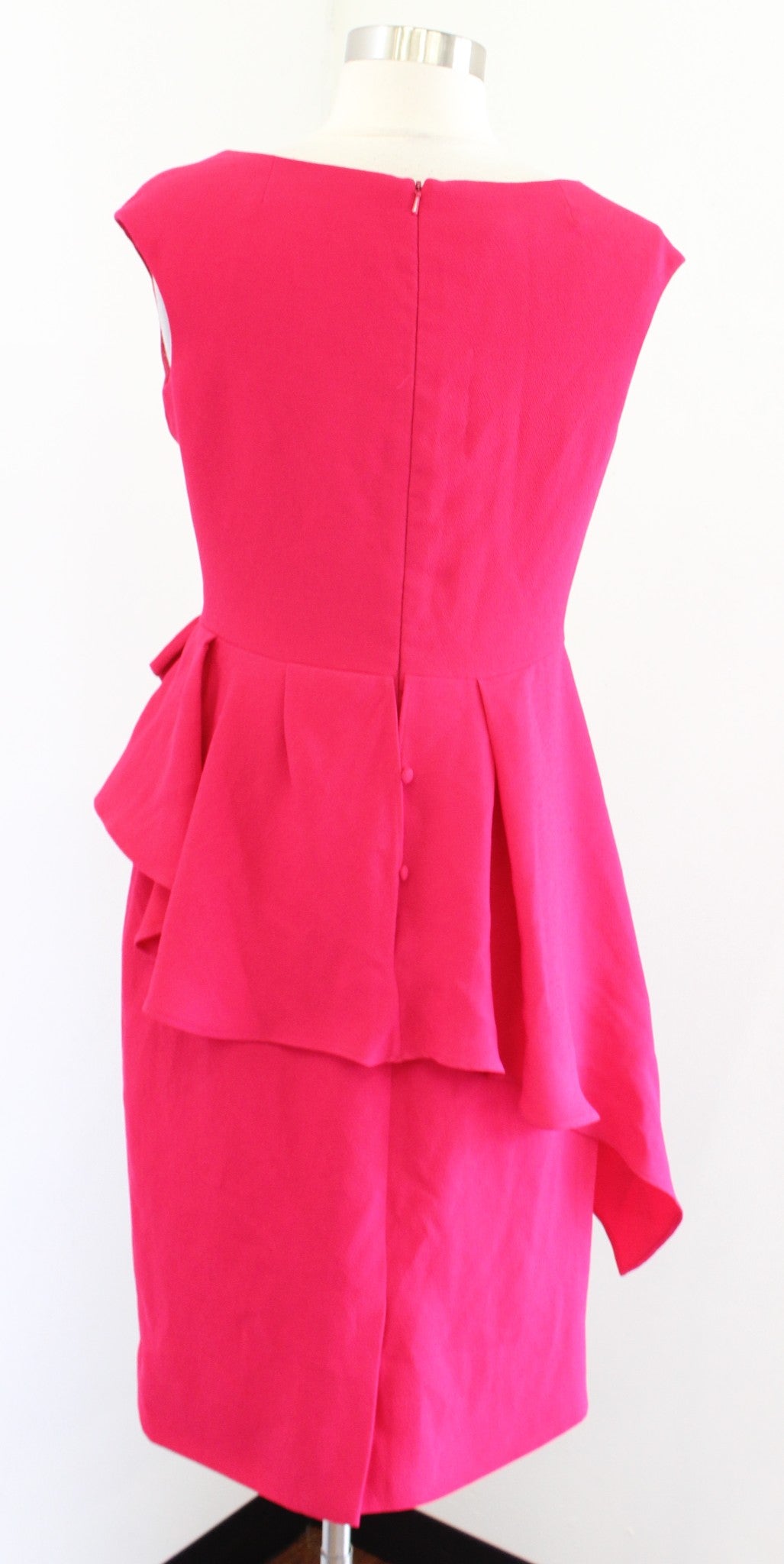 NWT Rickie Freeman Teri Jon Raspberry Asymmetric Ruffle Peplum Sheath Dress Sz 2