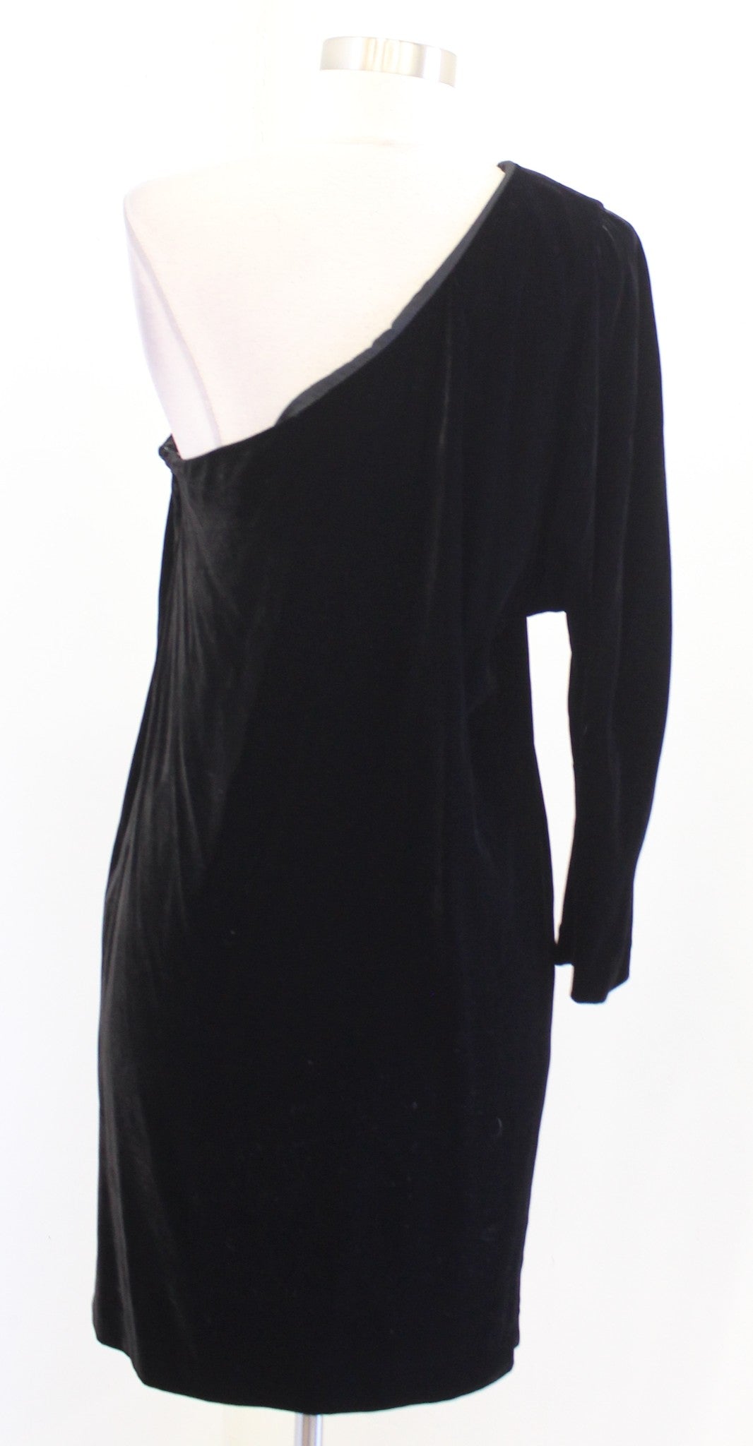 NWT Theory Black Birkita Black Velvet One Shoulder Dress Size 10 Cocktail Party
