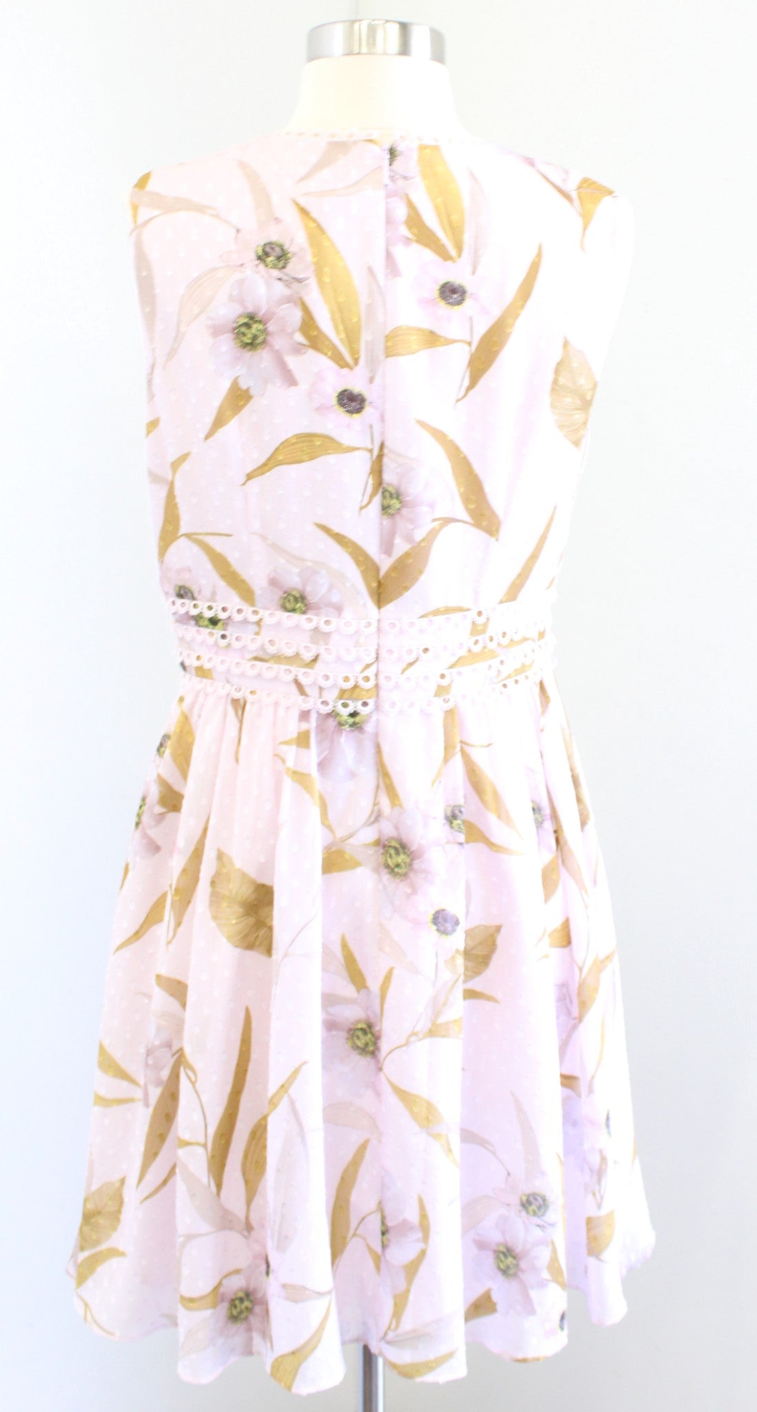 NWT $295 Ted Baker Rontie Blush Pink Floral Skater Fit and Flare Dress Size 2